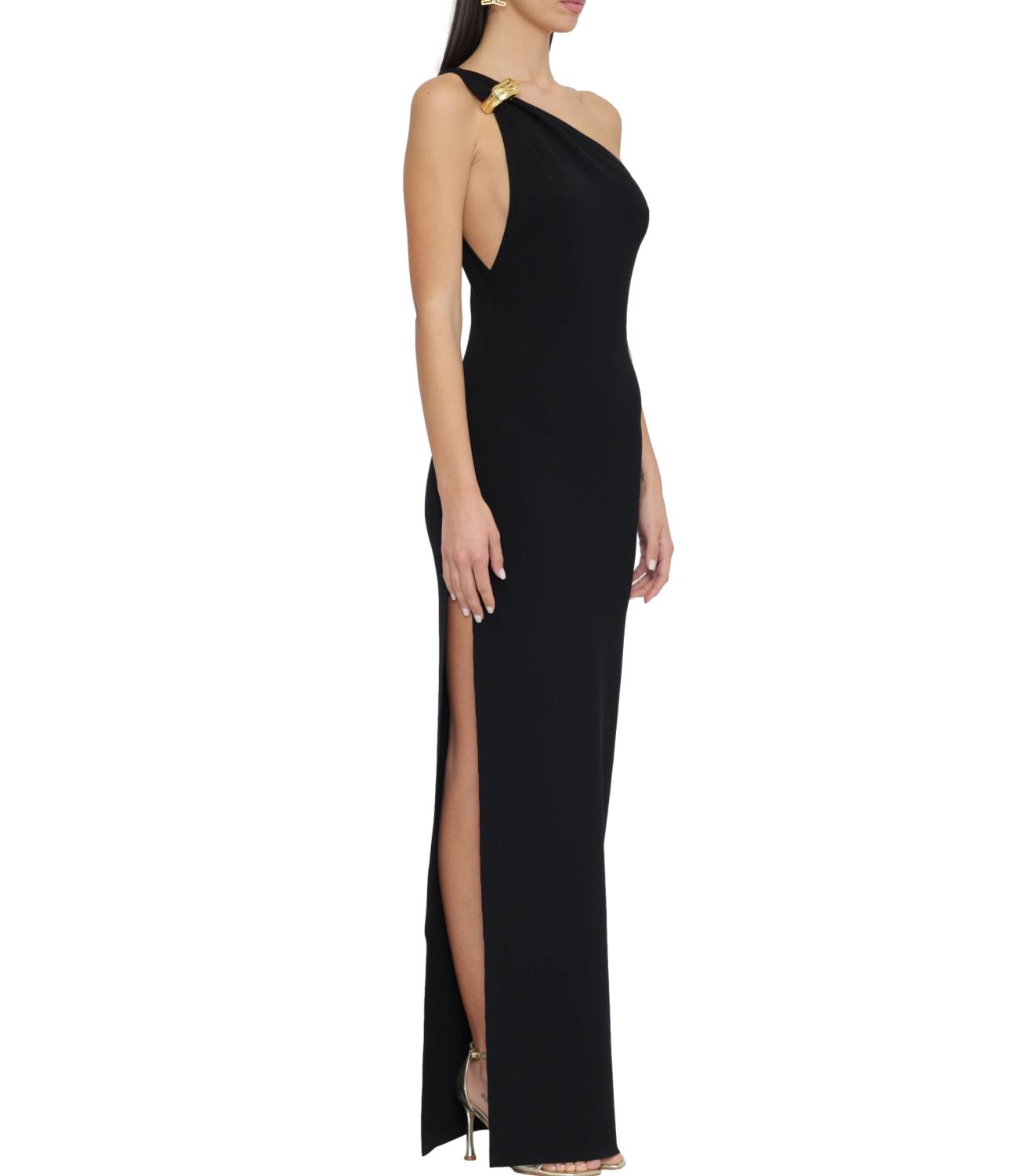 Abito maglia nero in crepe con gioiello