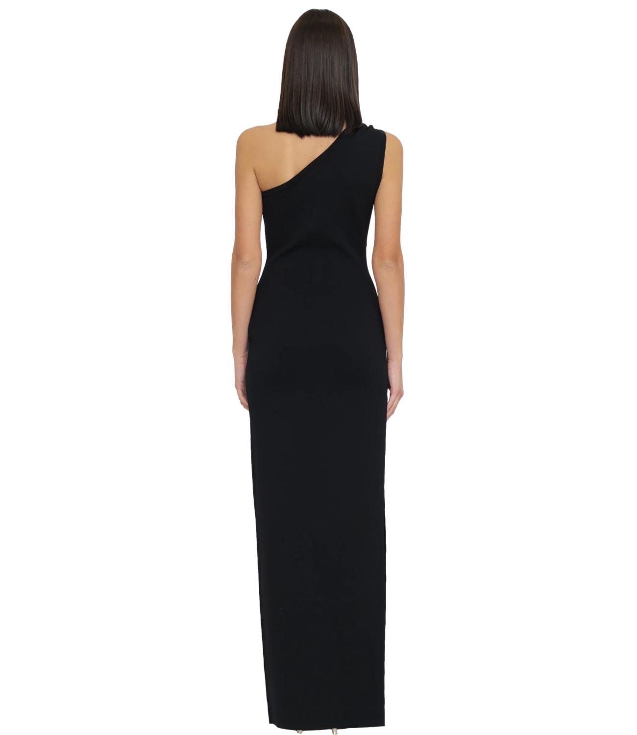 Abito maglia nero in crepe con gioiello