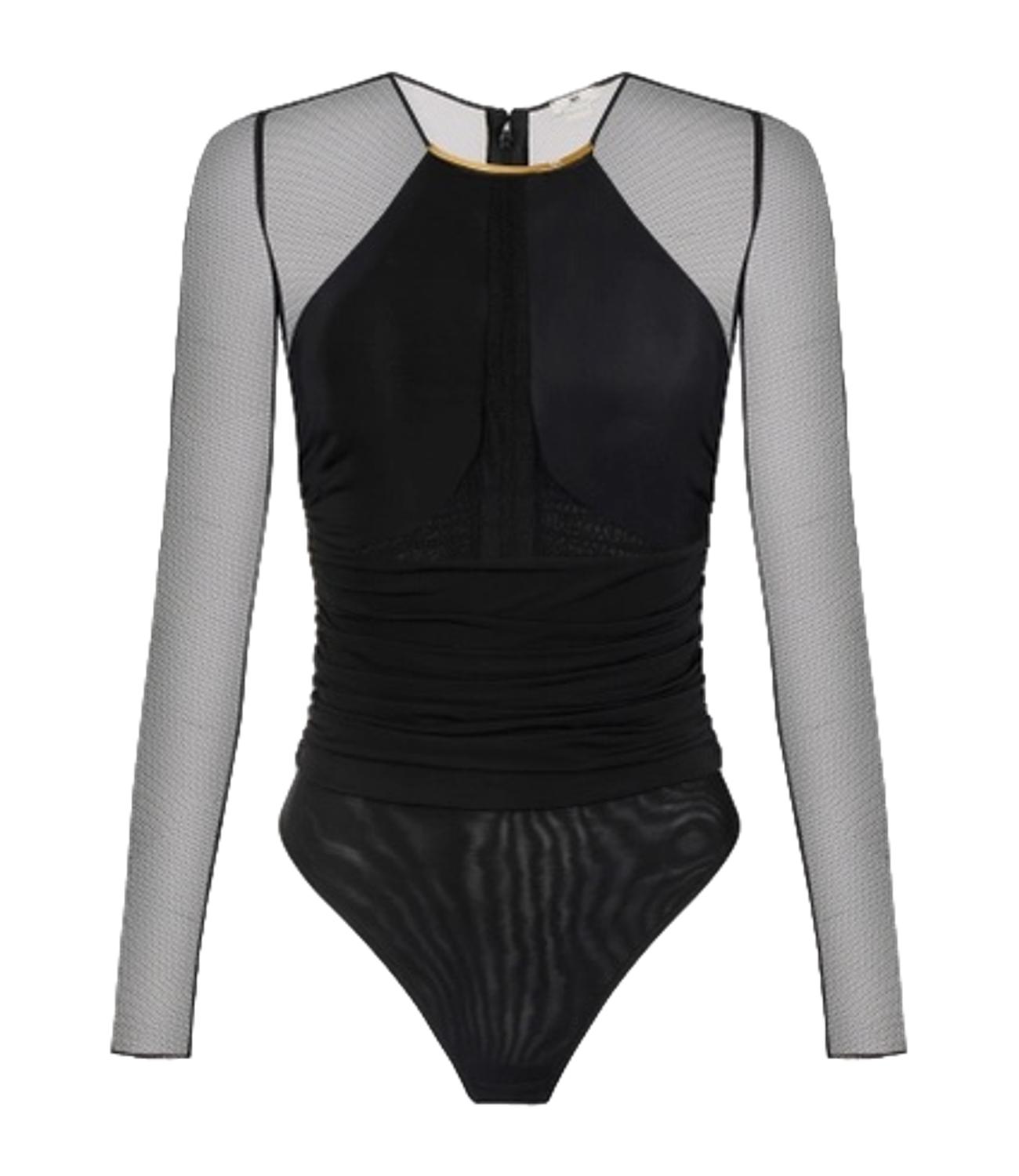 Body nero con spalle trasparenti