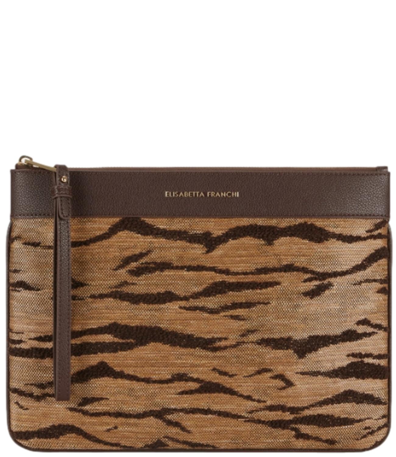 Borsa tigrata pochette cammello