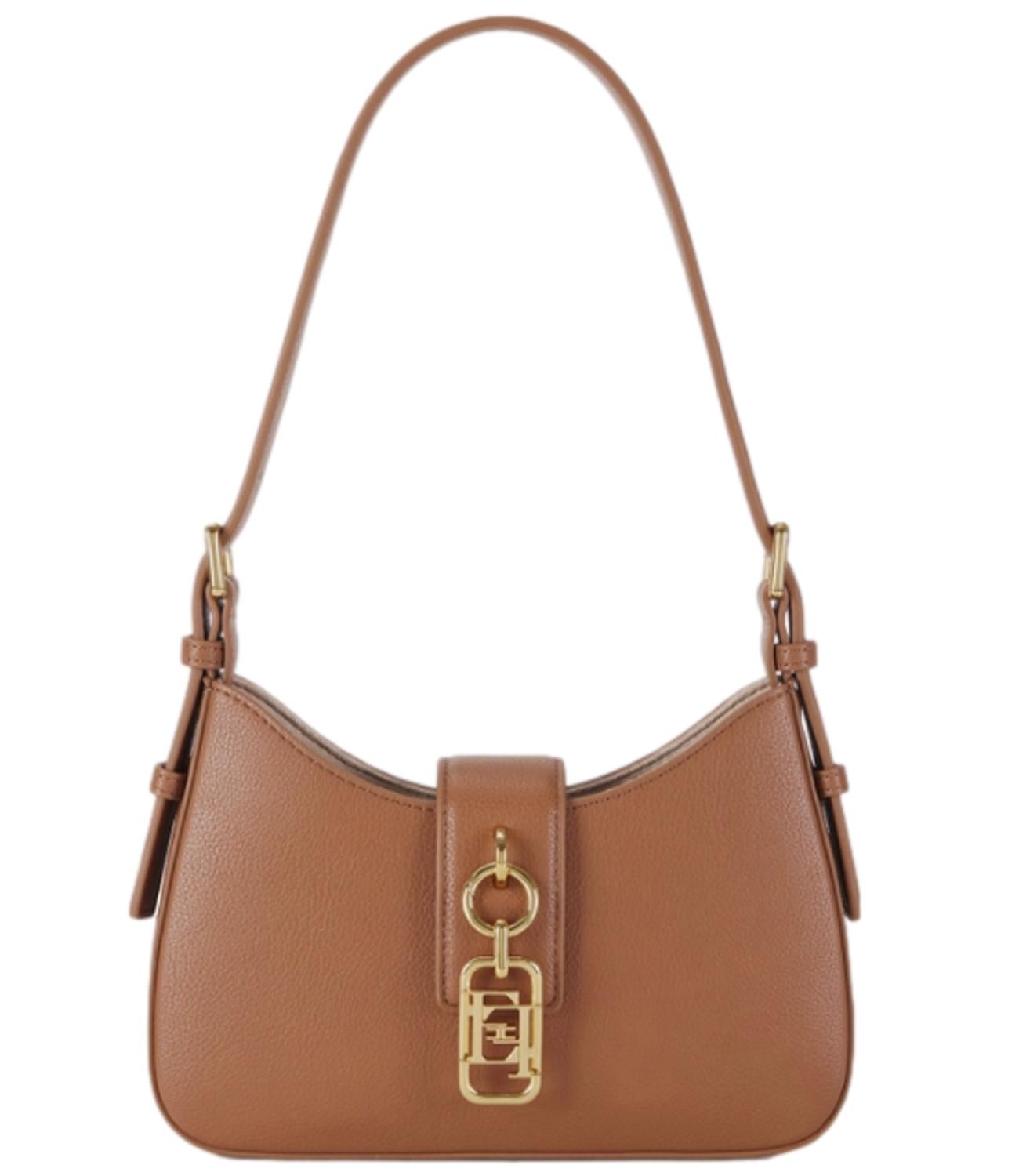 Borsa a spalla cuoio logo dorato