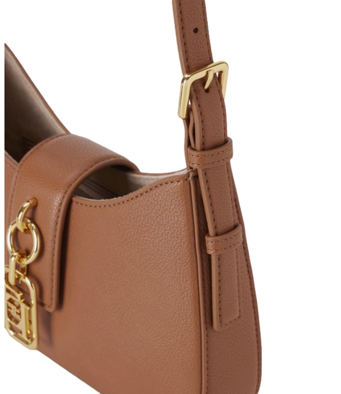 Borsa a spalla cuoio logo dorato