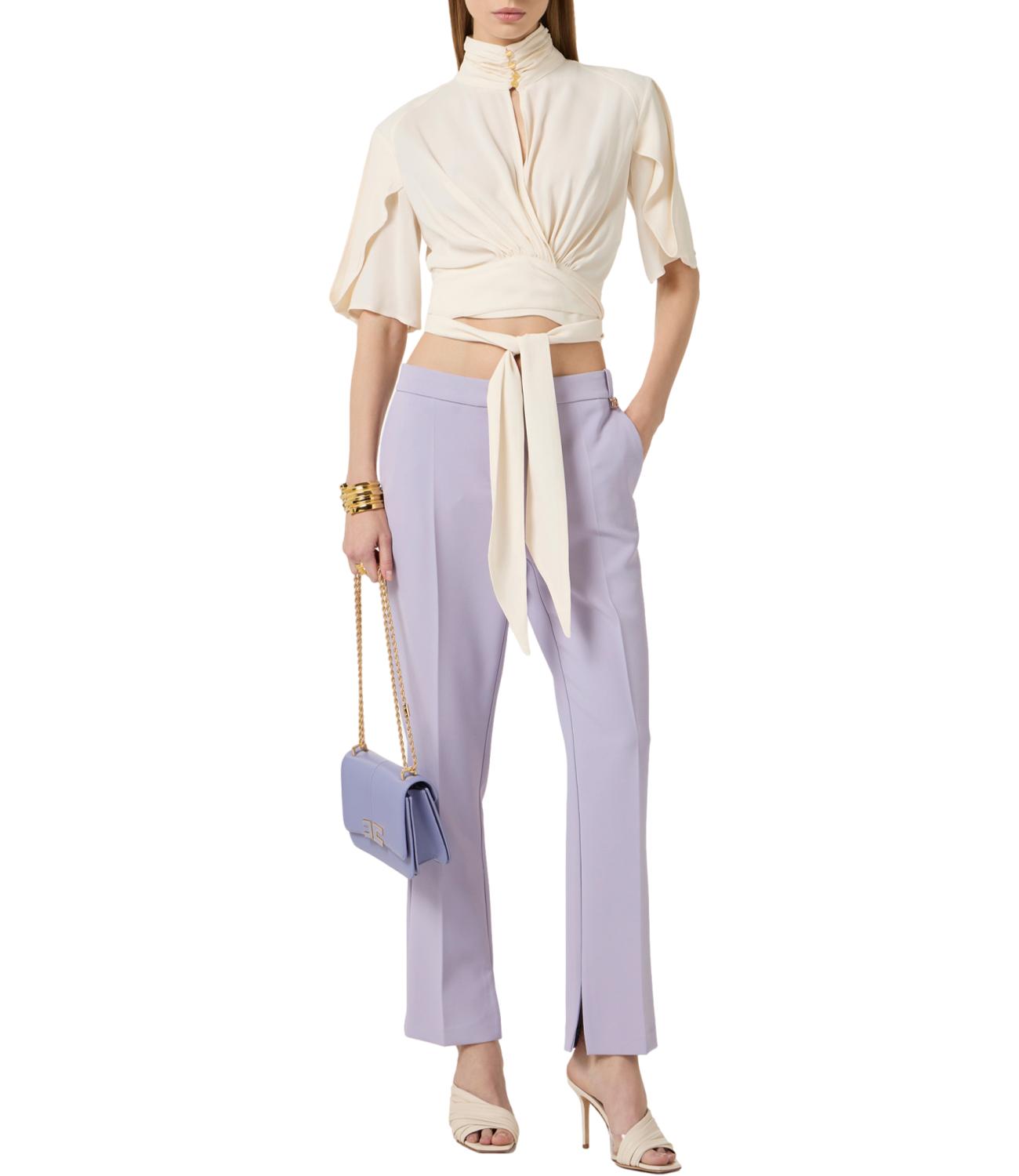 Blusa in georgette di viscosa bianco burro