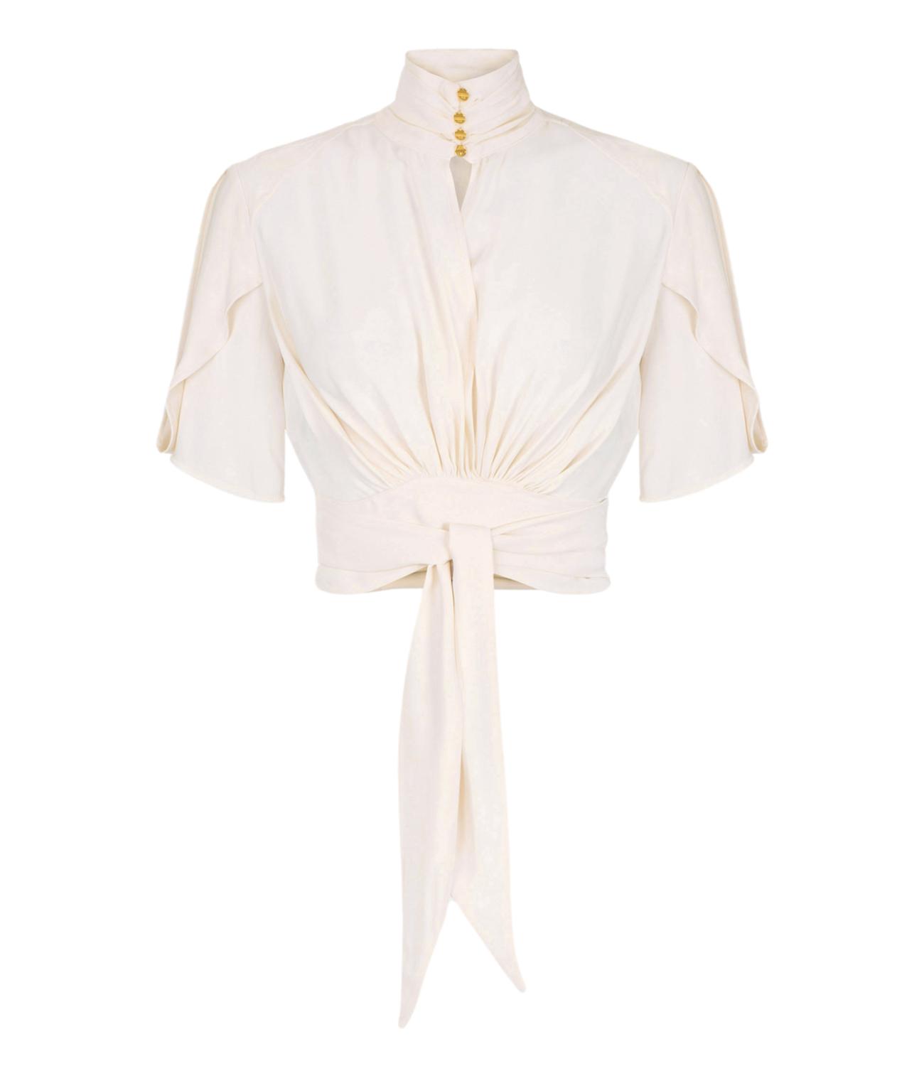 Blusa in georgette di viscosa bianco burro