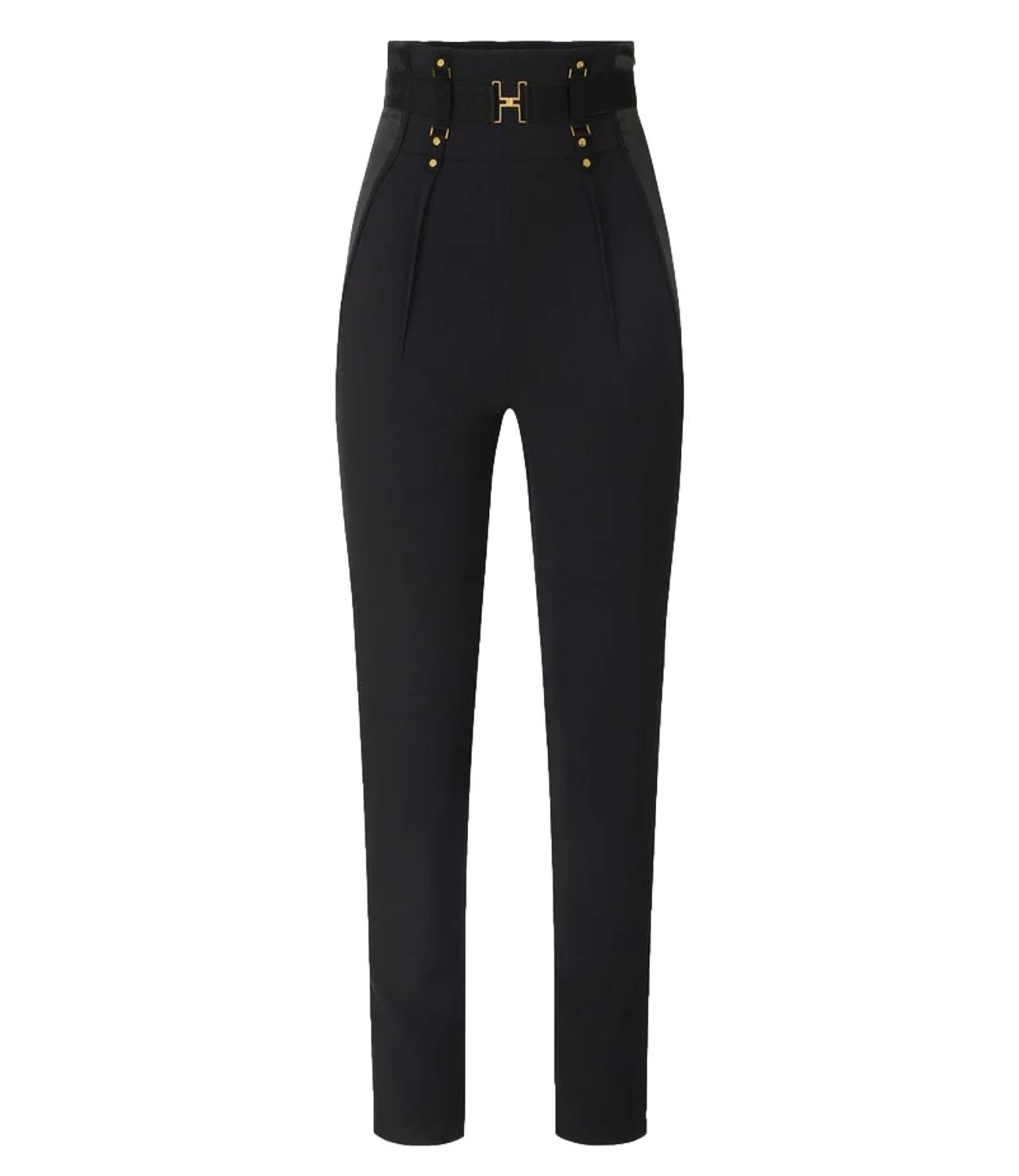 Pantalone nero con logo dorato