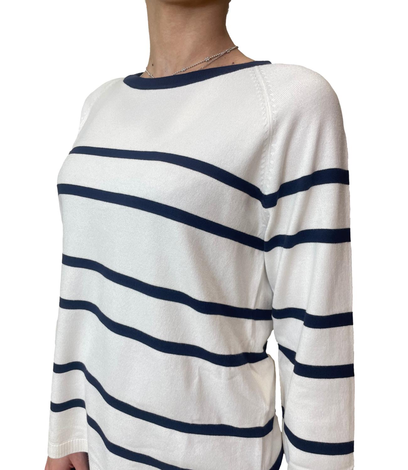 Emme Marella Maglia Emmghiglia Bianco Blu Donna