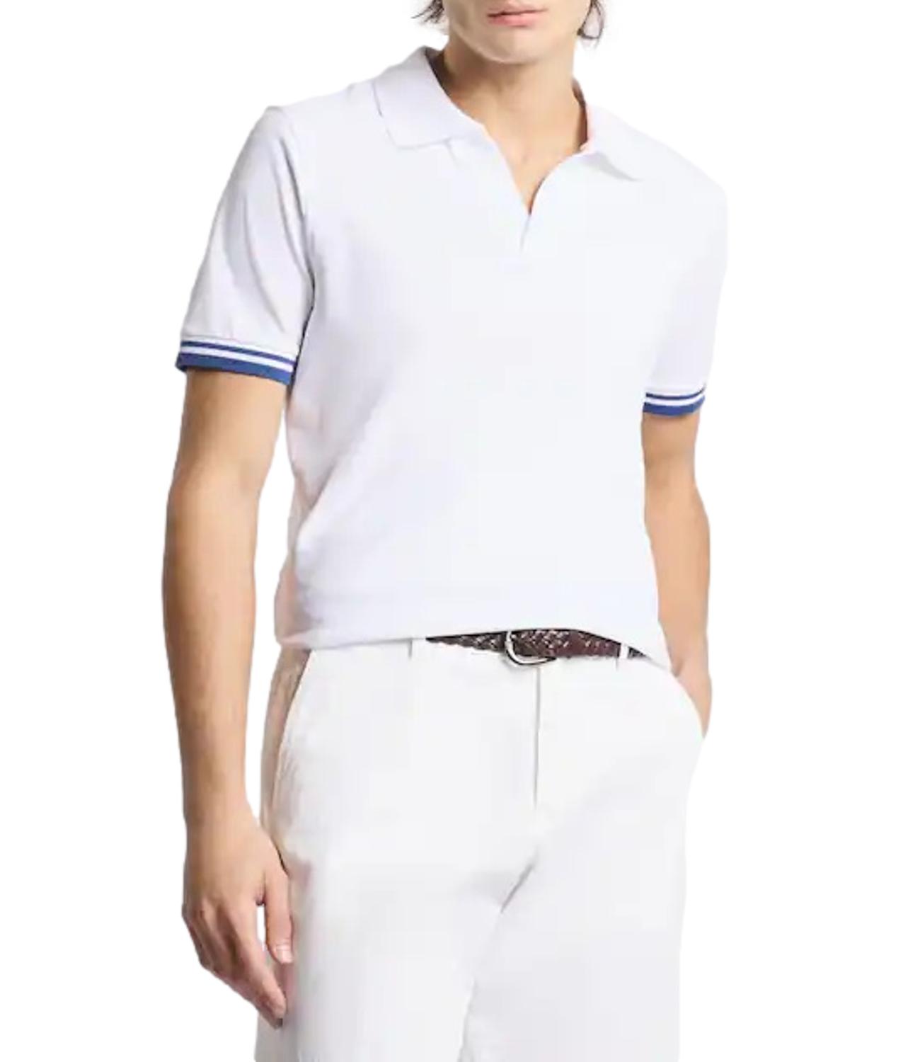 Fay Polo in Piquet Stretch bianco uomo