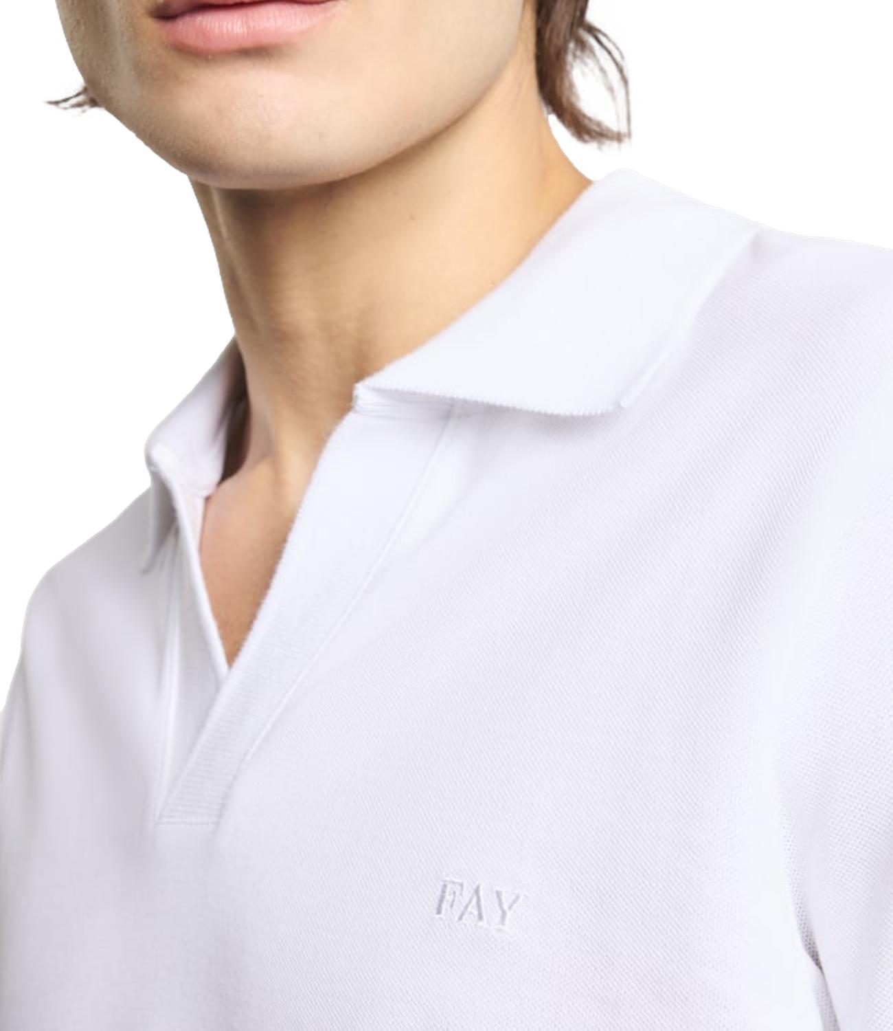 Fay Polo in Piquet Stretch bianco uomo