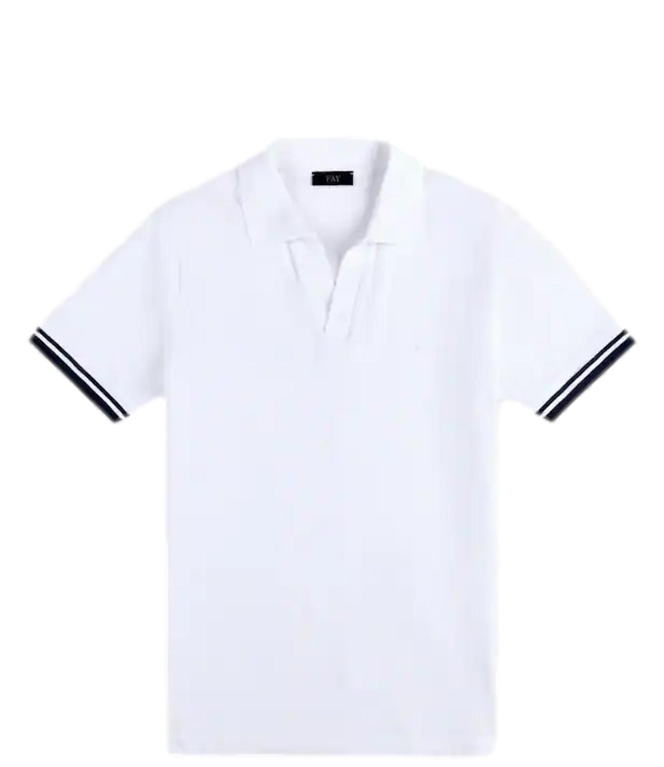 Fay Polo in Piquet Stretch bianco uomo