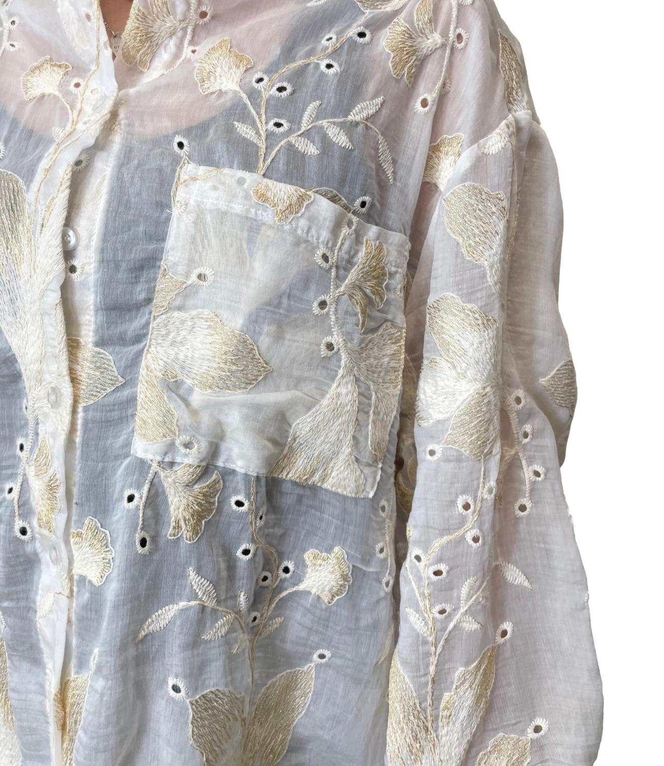 Have One Camicia Ricami Burro Donna