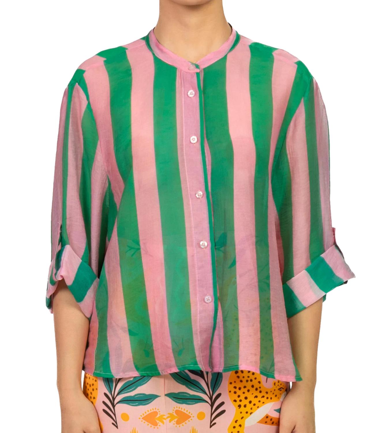 Camicia Have One CVS-Q422 Donna - Riga Rosa/verde