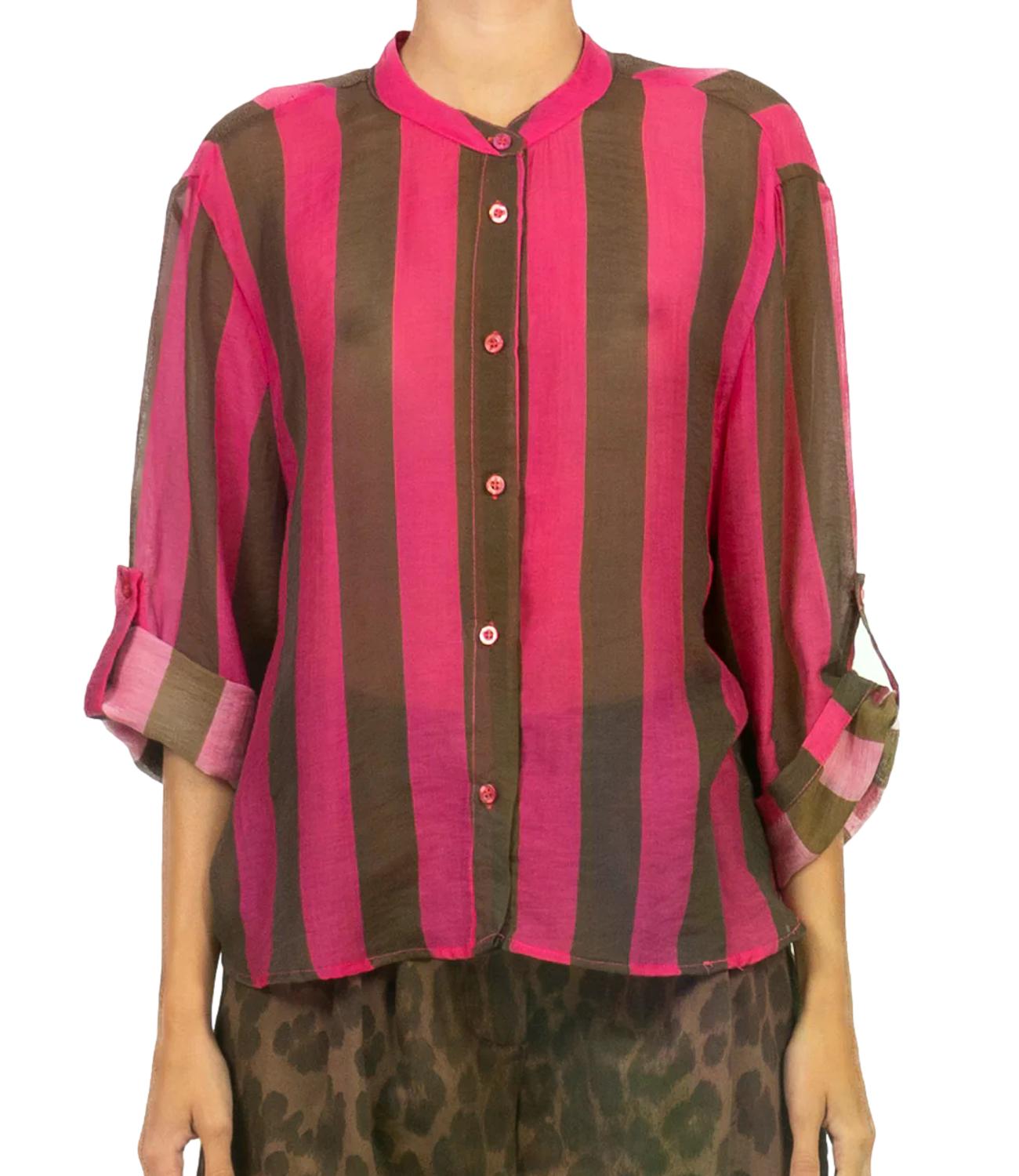 Camicia Have One CVS-Q422 Donna - Riga Marrone/fuxia