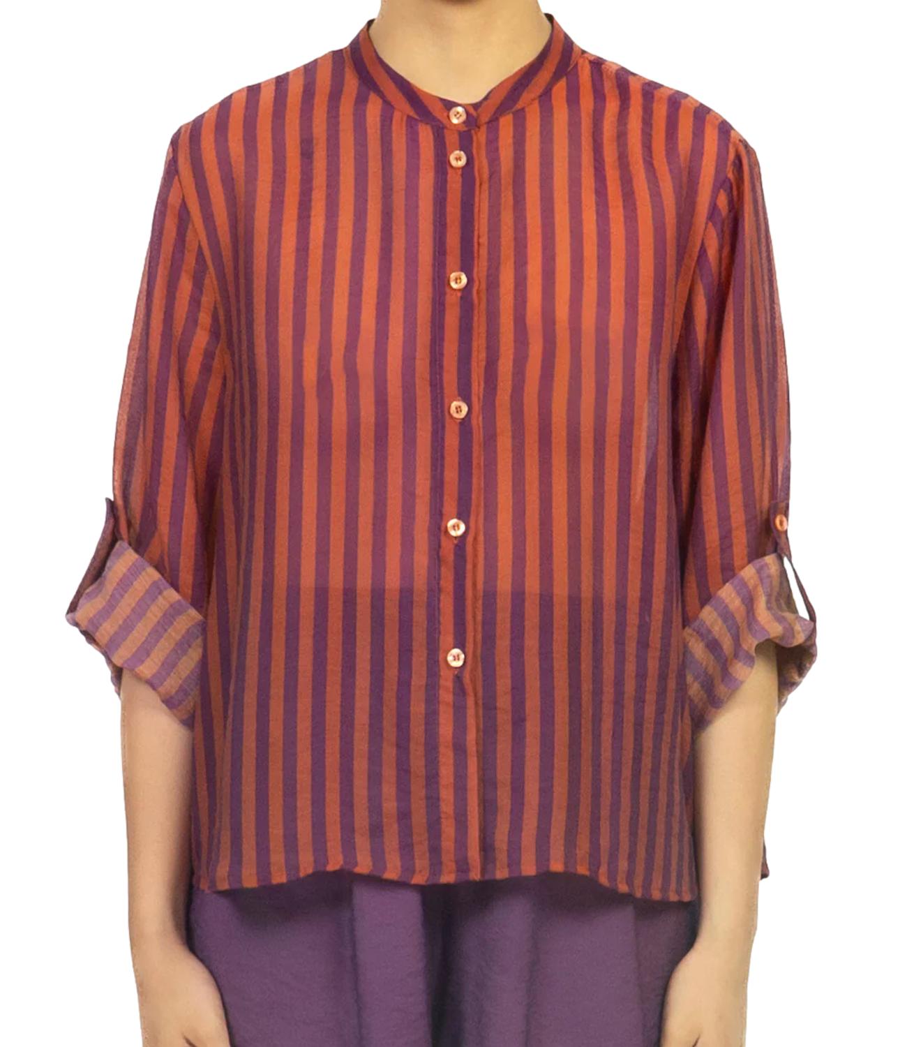 Camicia Have One CVS-Q423 Donna - Riga Arancio/viola