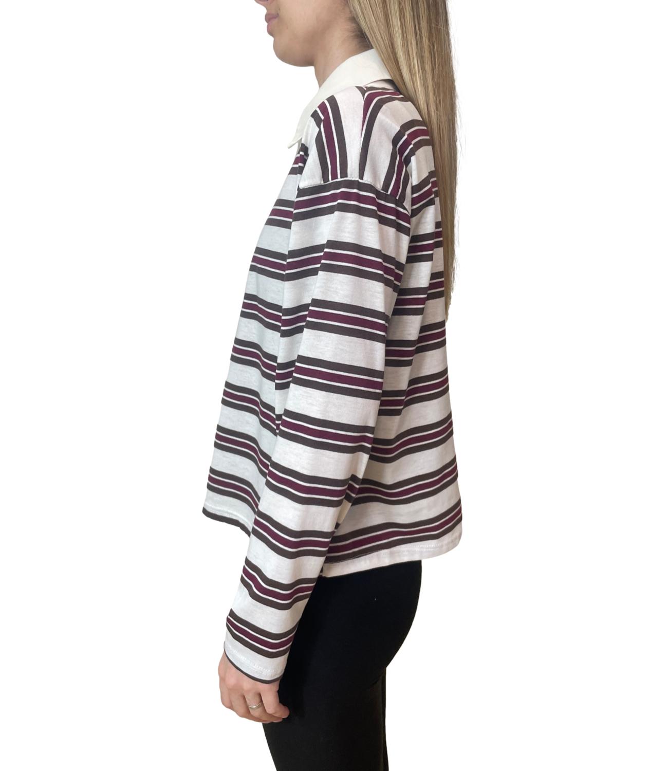 Have One Polo Righe Bordeaux/Moro Donna