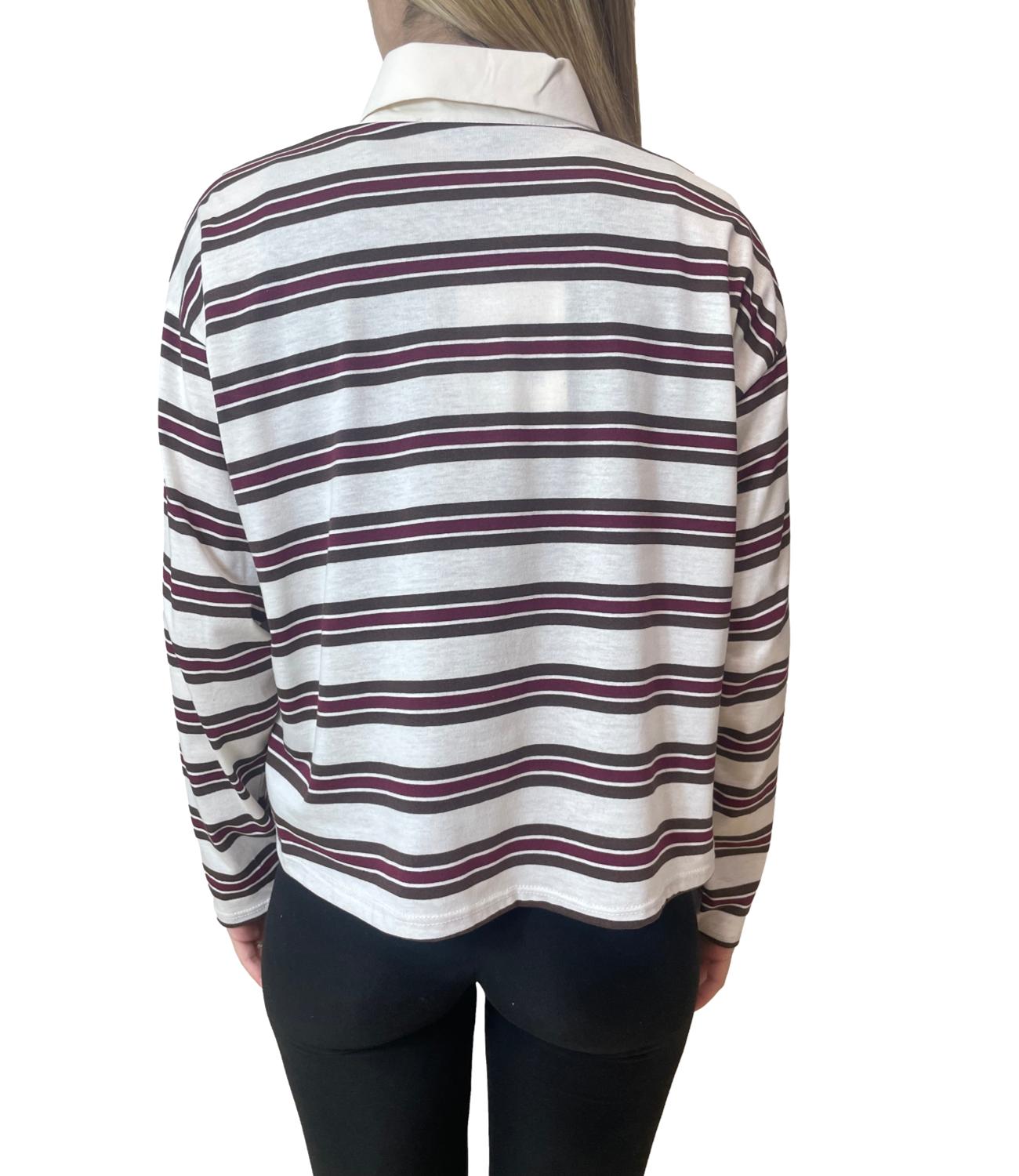 Have One Polo Righe Bordeaux/Moro Donna