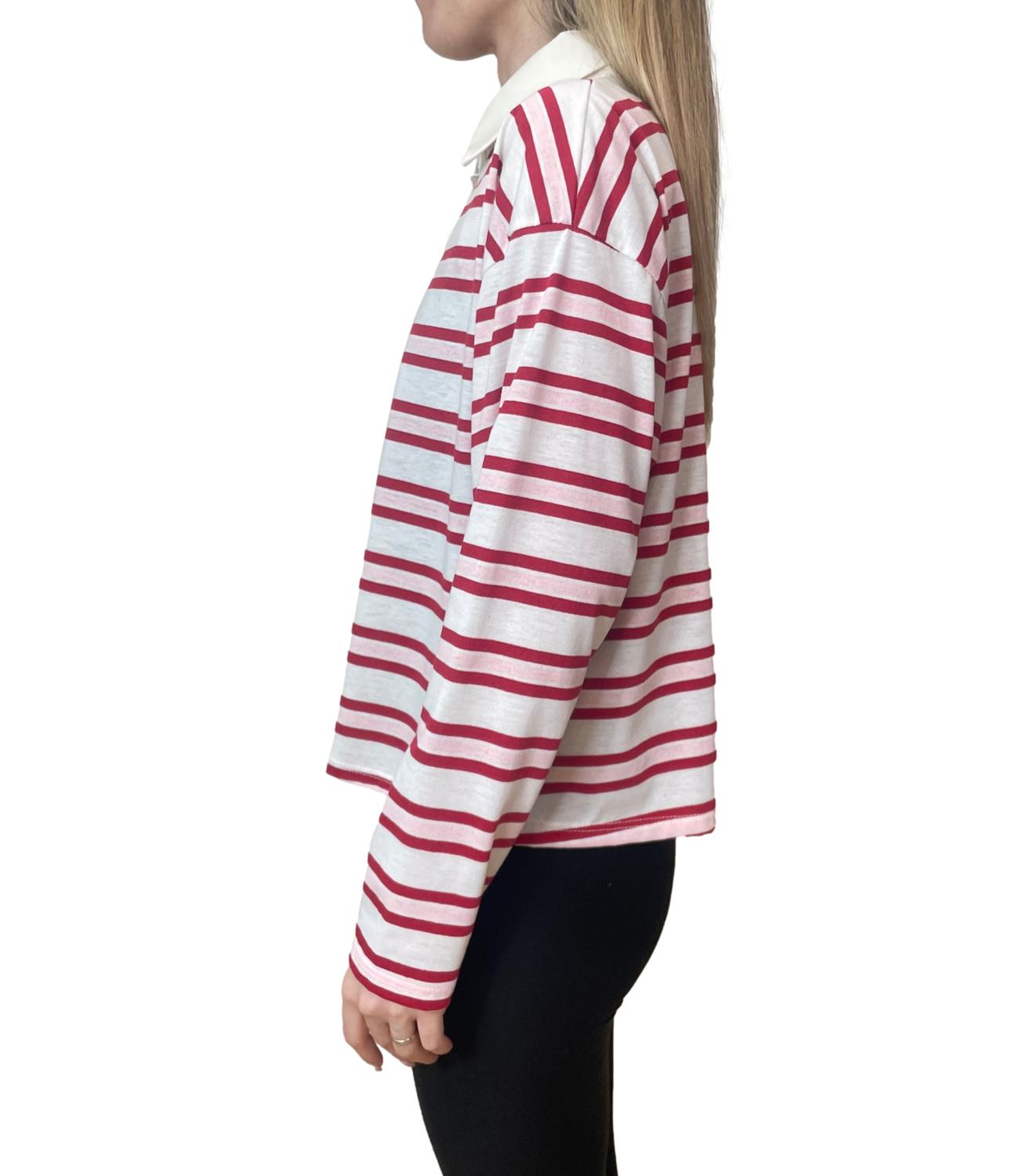 Have One Polo Righe Rosa/Rosso Donna