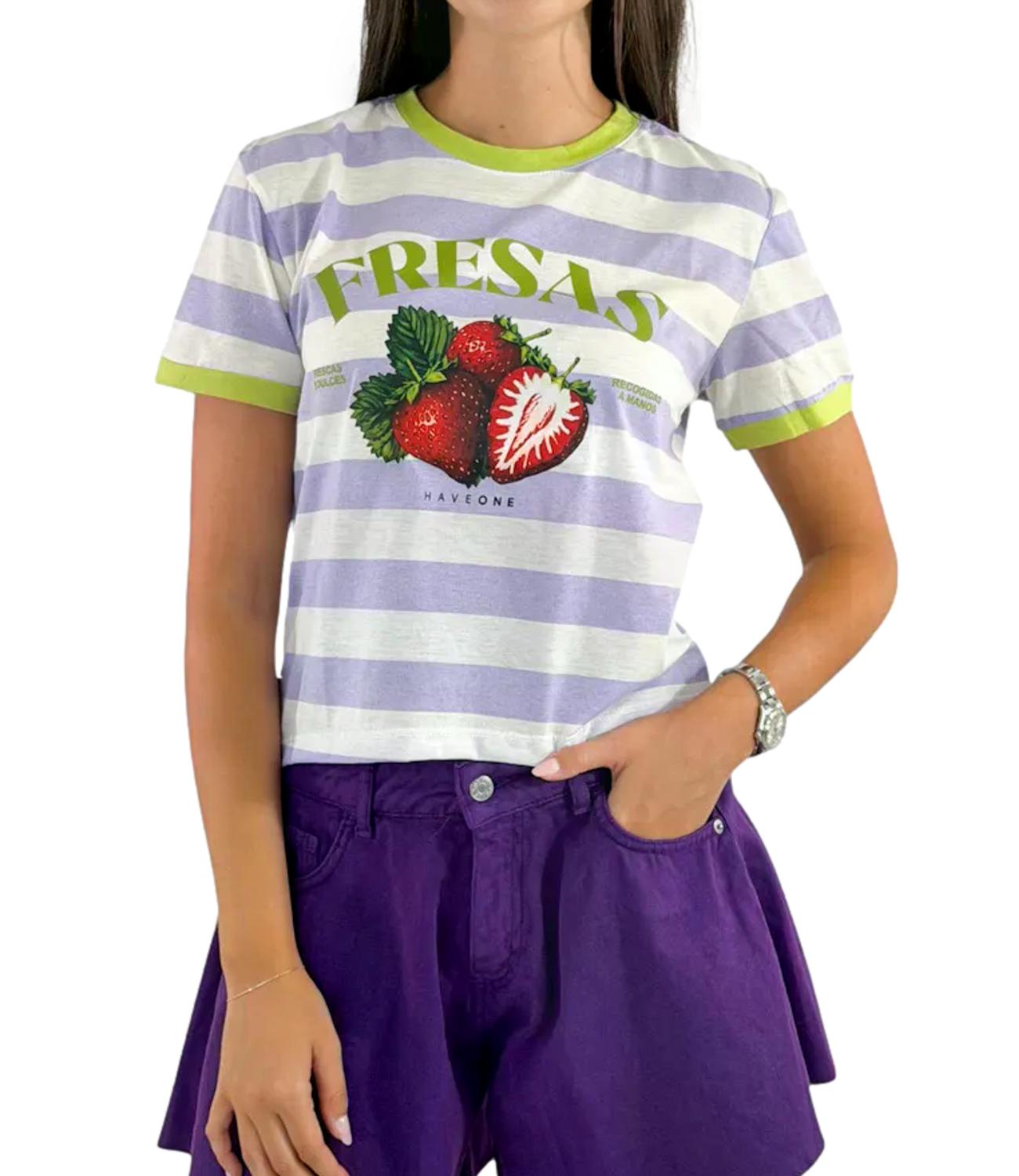 T-Shirt Have One TSH-Q247 Donna - Latte/lilla
