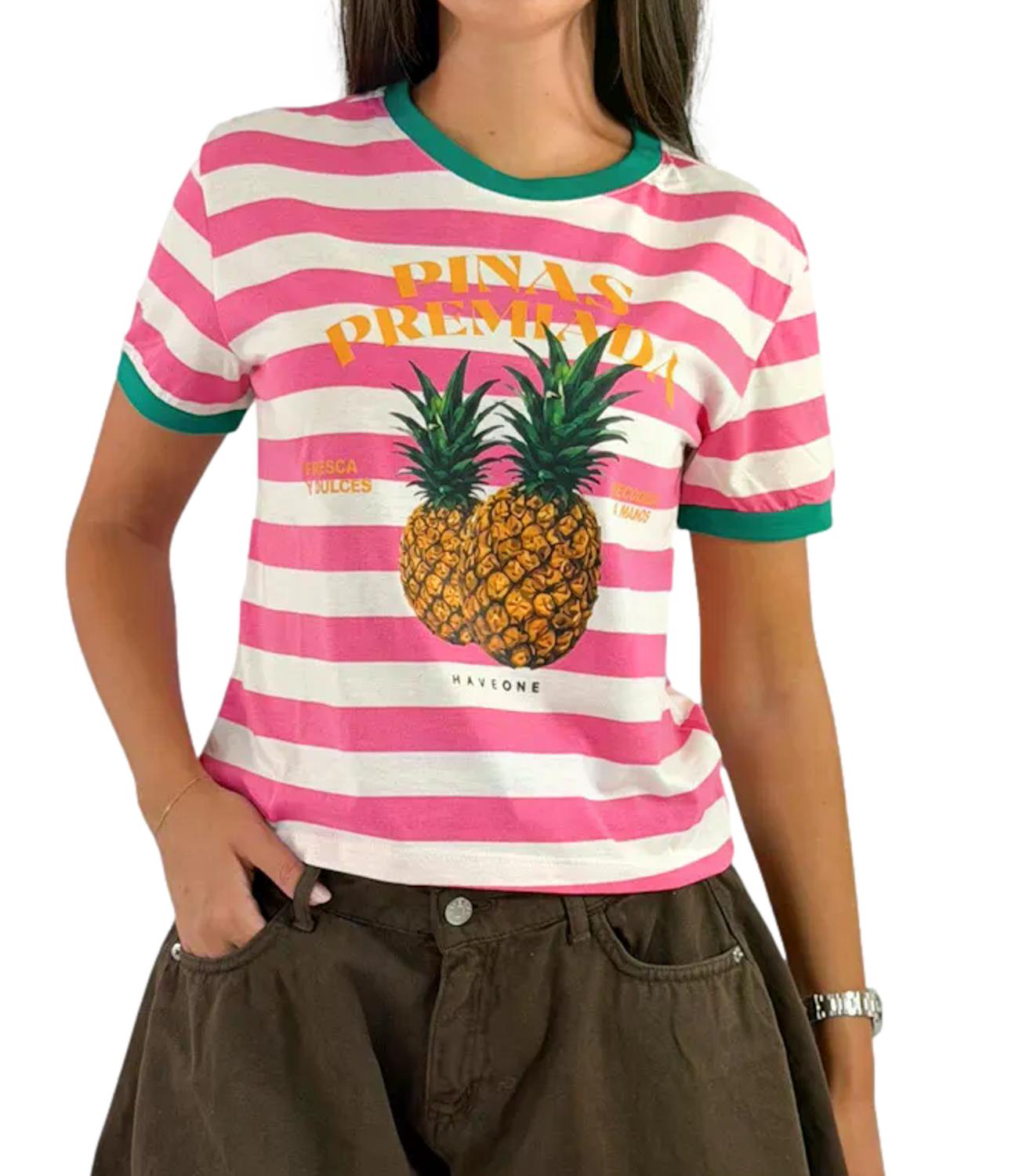 T-Shirt Have One TSH-Q249 Donna - Latte/fuxia