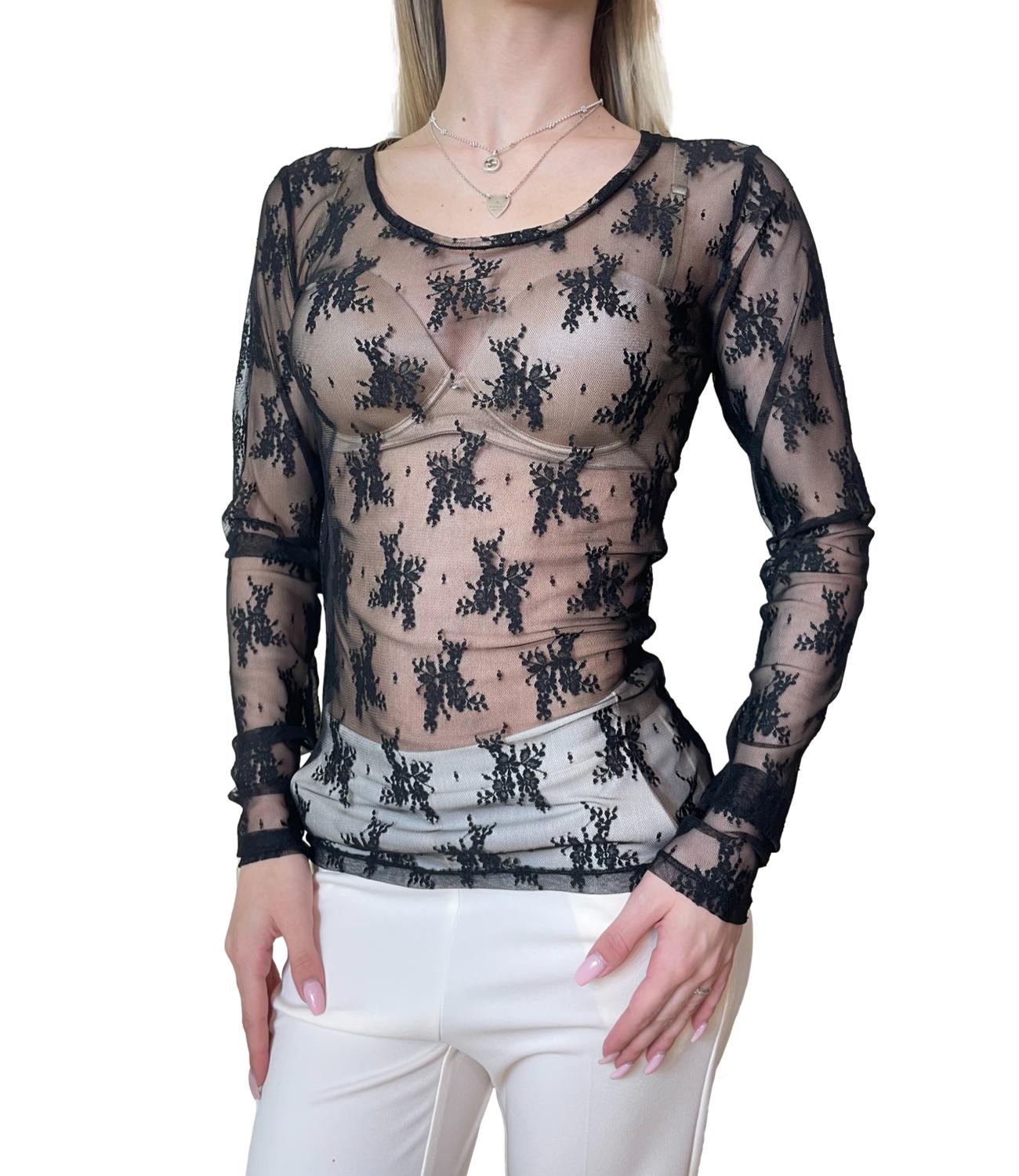 Imperial Camicia Pizzo Nero Donna