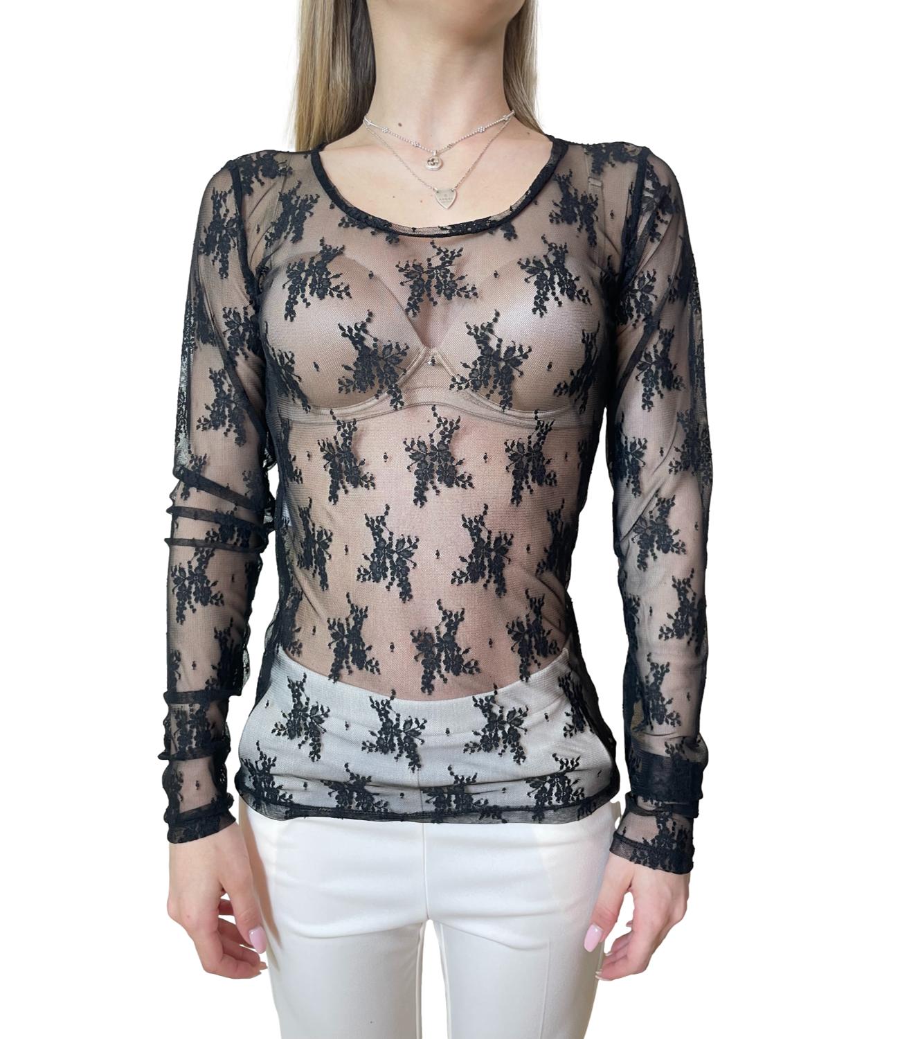 Imperial Camicia Pizzo Nero Donna