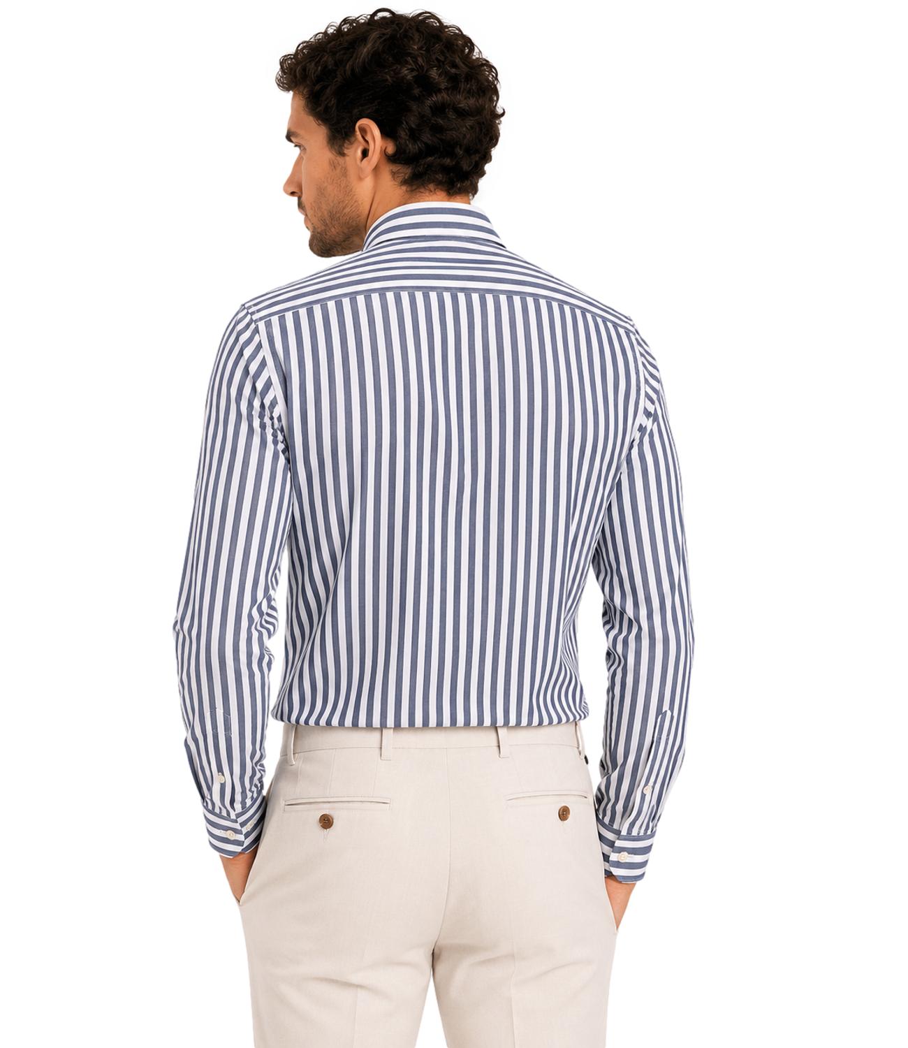 Camicia lino e cotone Impure IM26SSSM RILEY365 Uomo - Navy Stripe