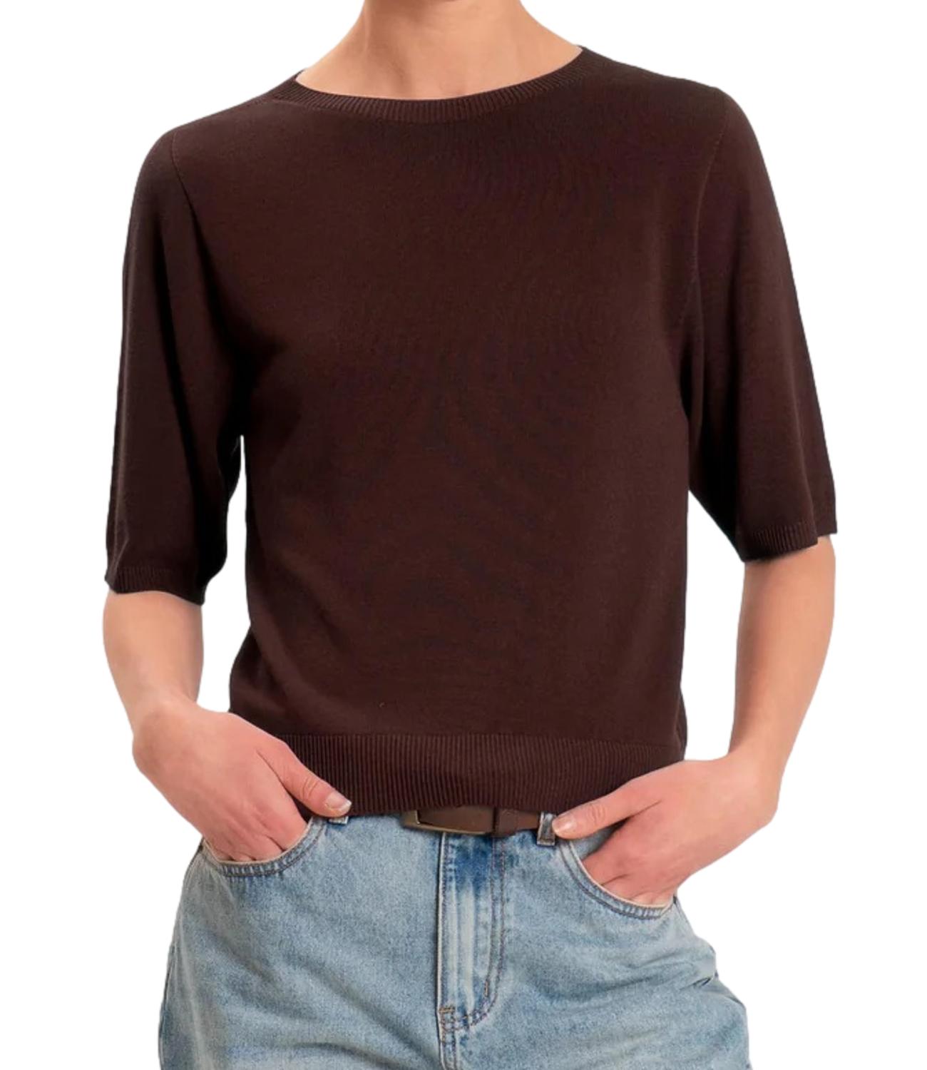 Kontatto Maglia Girocollo Cioccolato Donna