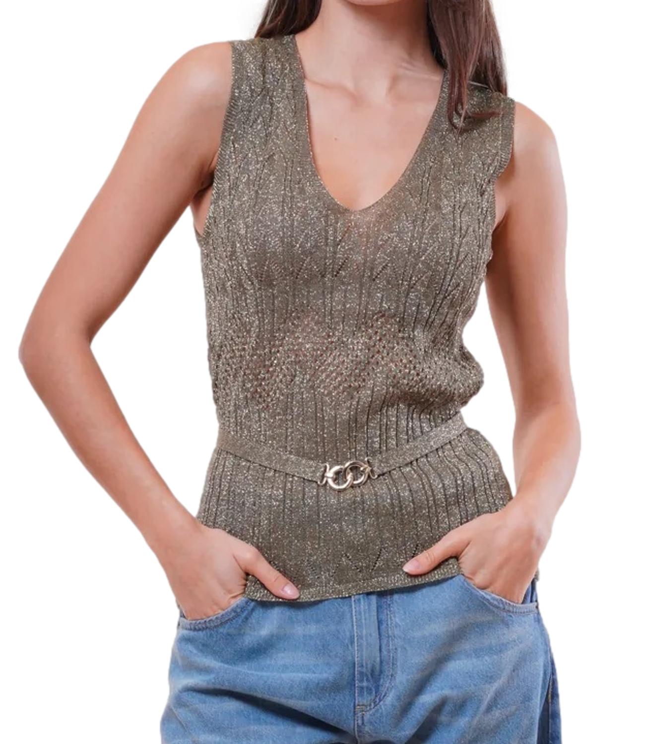 Kontatto Top Traforato Militare Donna