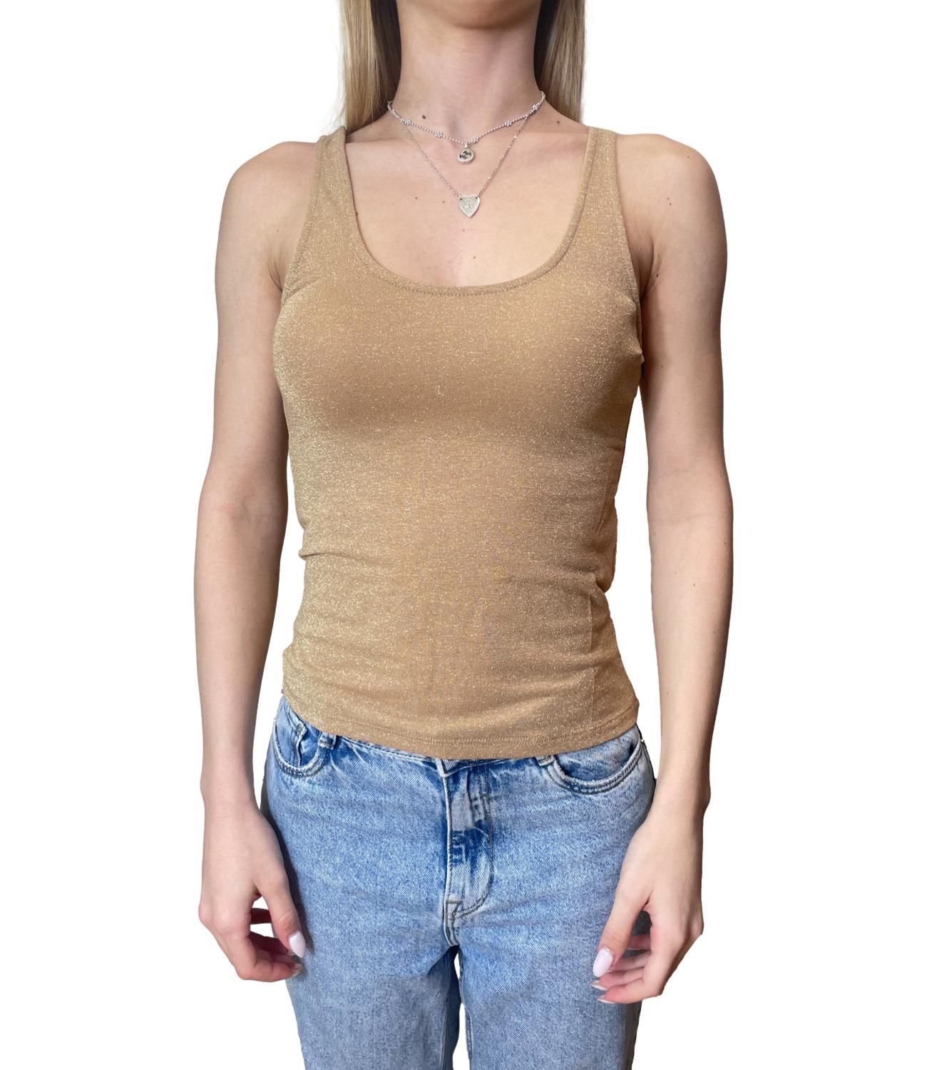 Kontatto Canotta Lurex Oro Donna