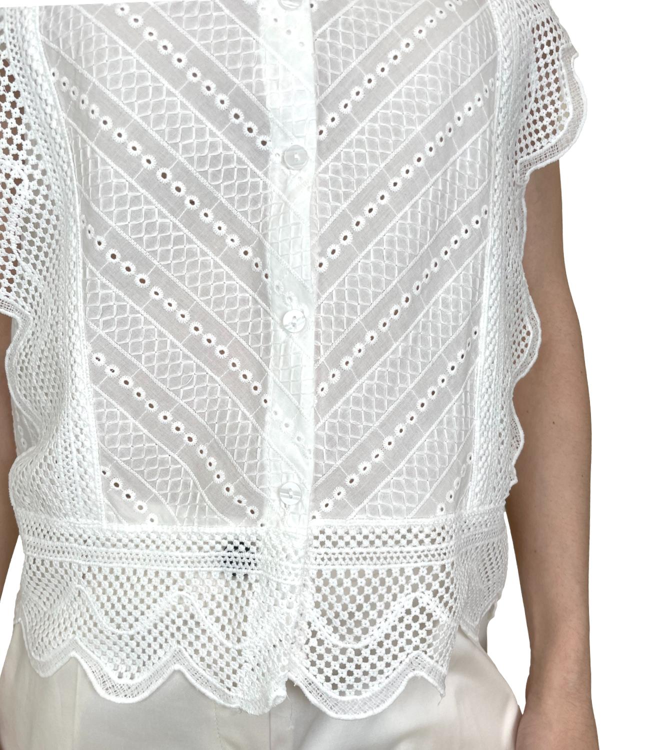 Kontatto Blusa Crochet Bianco Donna