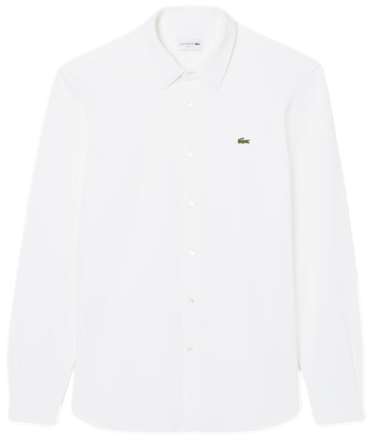 Camicia slim fit in Piqué Di Cotone Uomo Bianco
