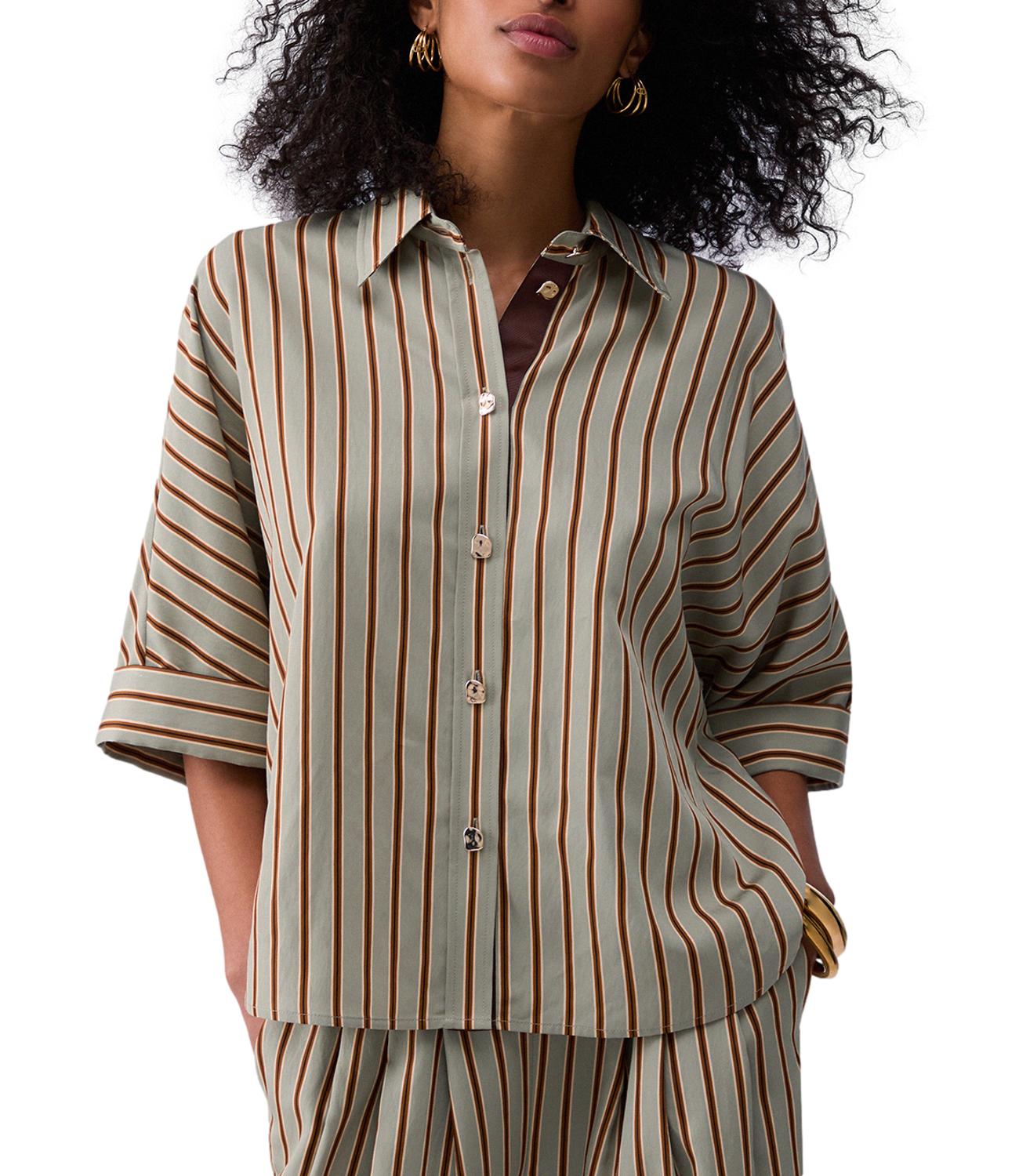 Liu Jo Blusa Green/Tabacco Stripe Donna
