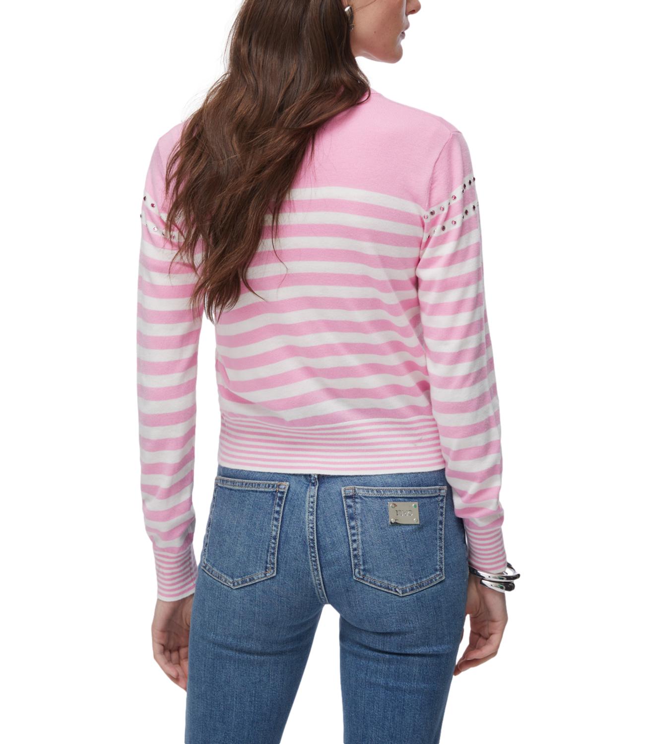 Liu Jo Maglia Cardigan Rosa/Bianco Donna