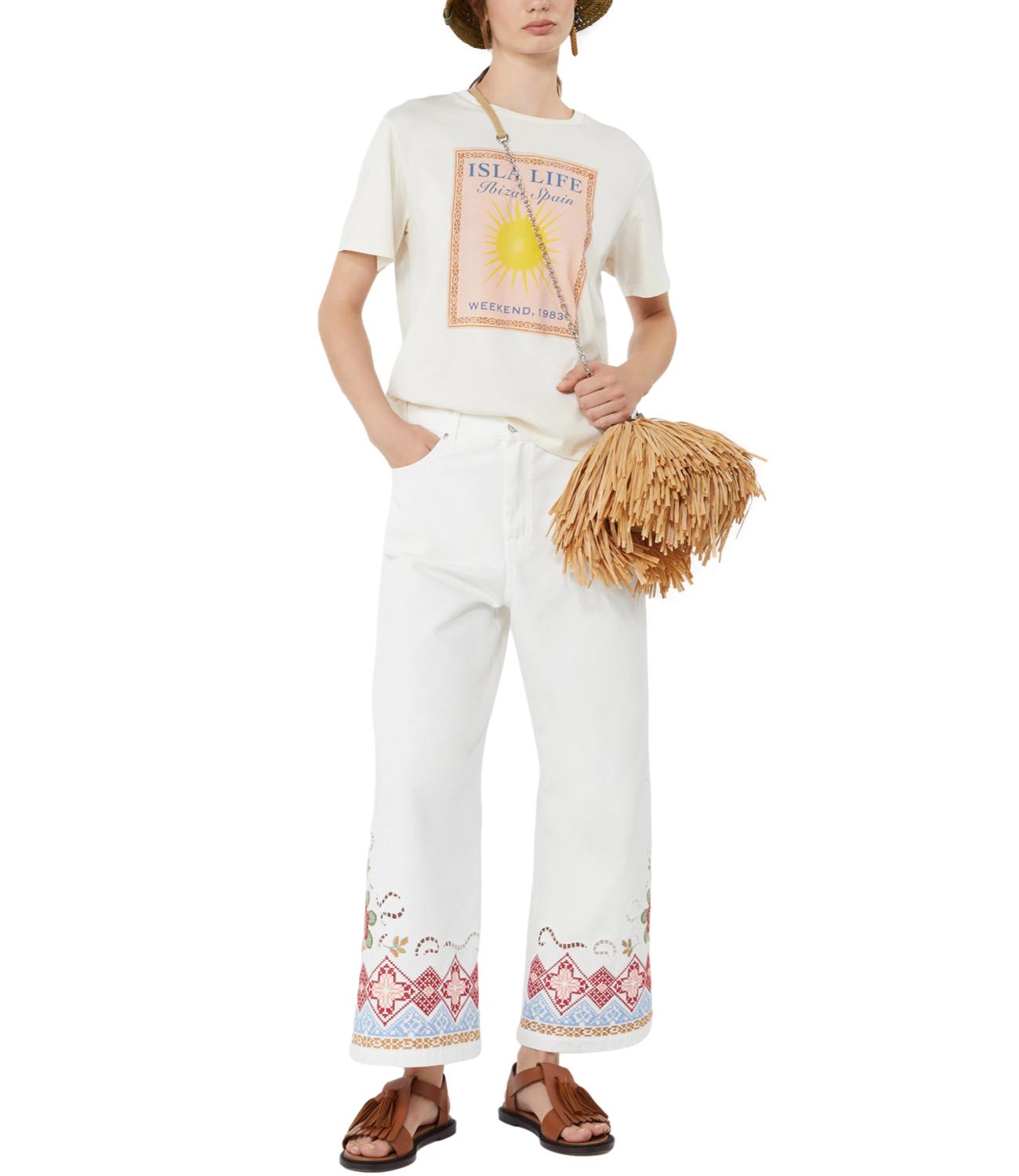 T-Shirt Max Mara Weekend 2615971032600 Donna - Ecru'+stampa Ibiza