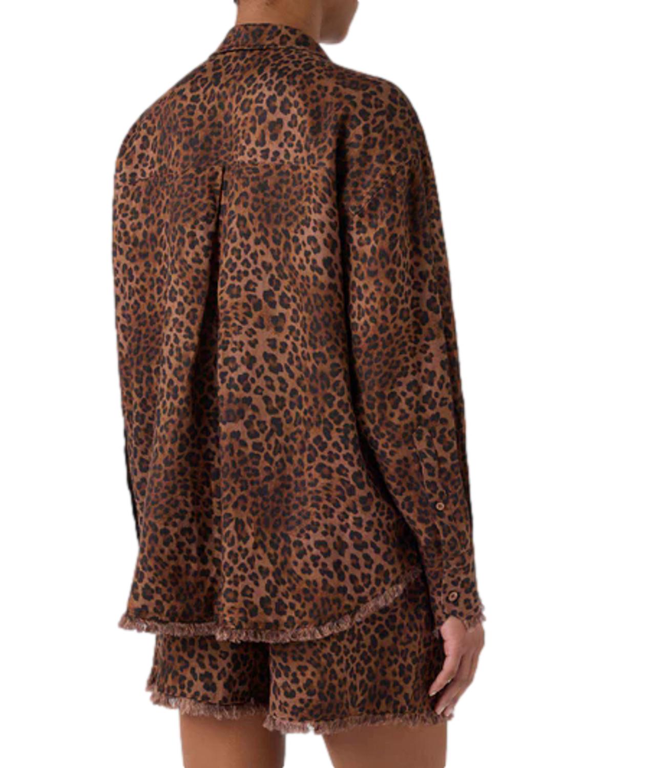 Camicia Mc2 Saint Barth CYS0001 Donna - Linen Sand Leopard 19 Fringe