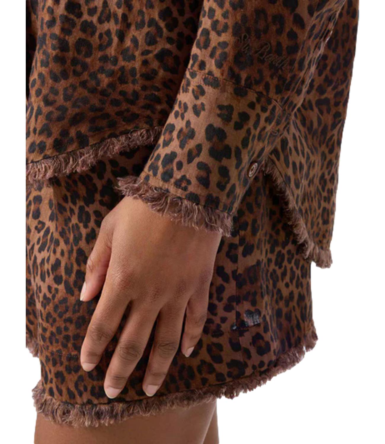 Camicia Mc2 Saint Barth CYS0001 Donna - Linen Sand Leopard 19 Fringe