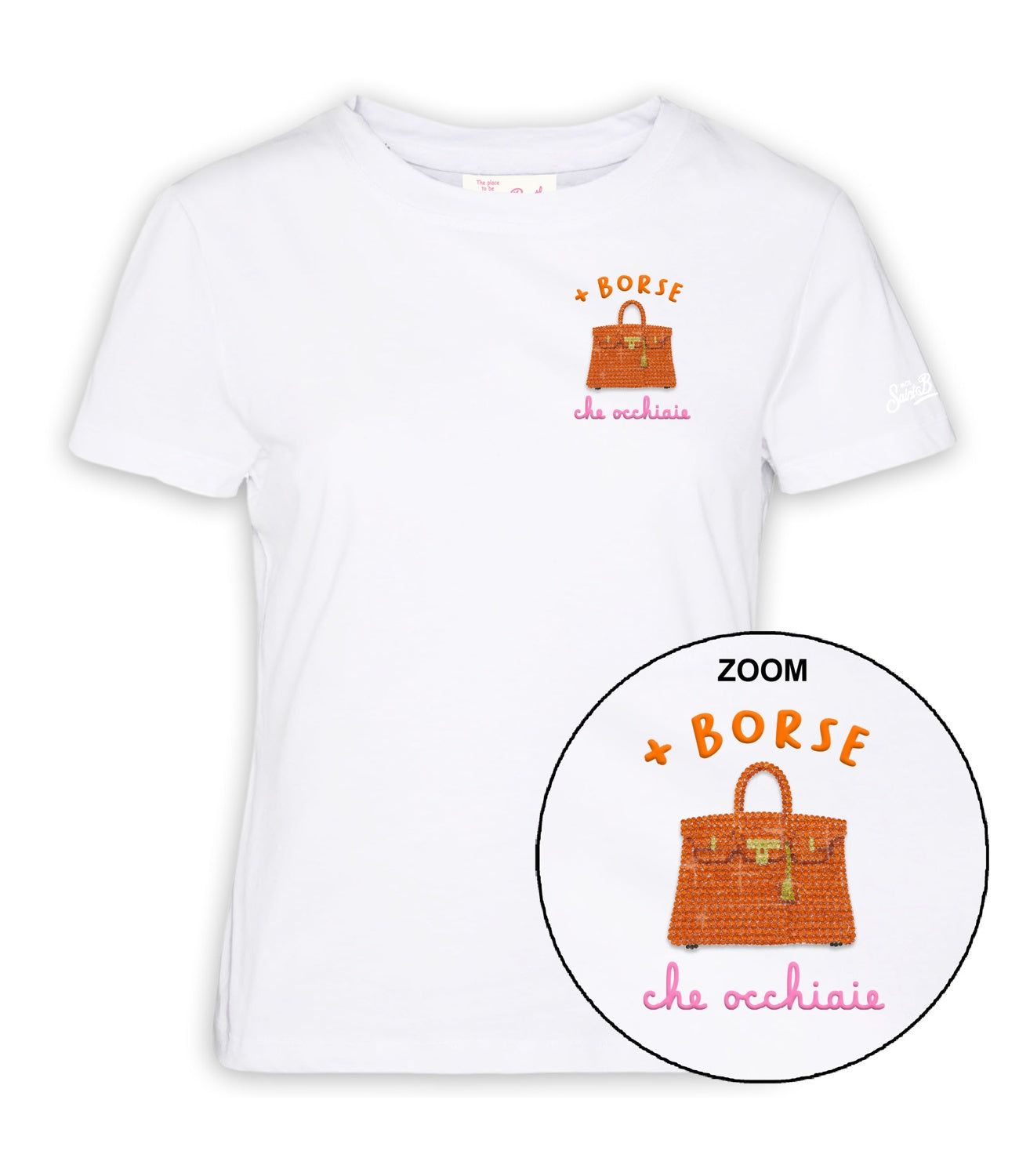 T-Shirt Mc2 Saint Barth EMI0001 Donna - Borse Occhiaie 01n Strass Emb