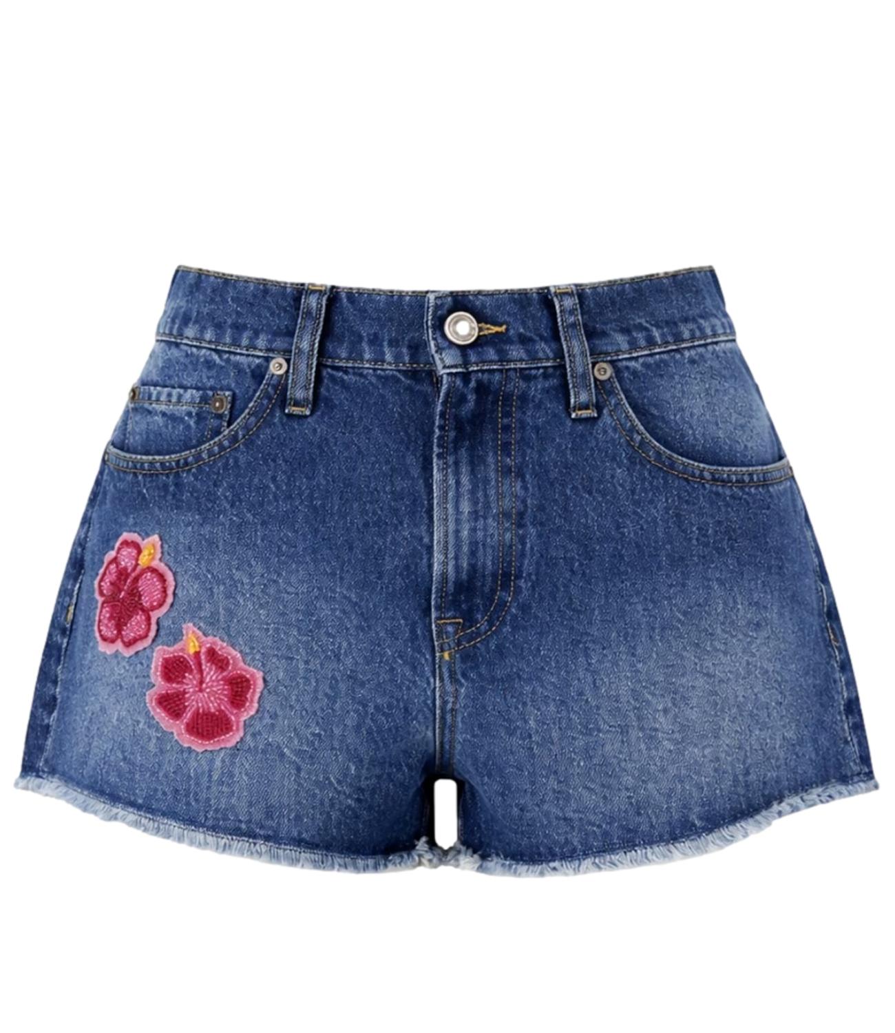 Short Mc2 Saint Barth MUS0001 Donna - Denim M Hibiscus Patch