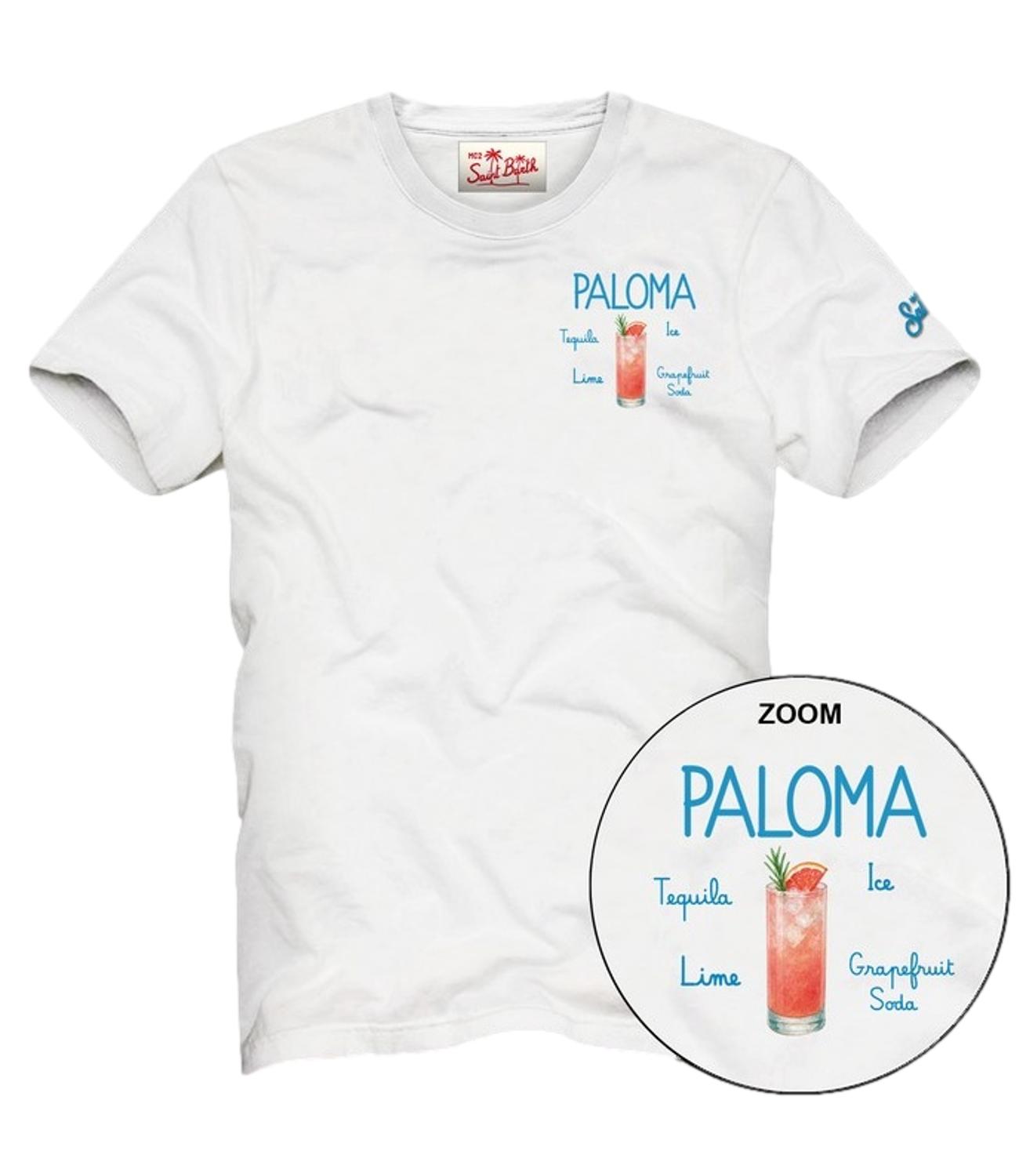 T-shirt MC2 Saint Barth Portofino color bianco con logo e scritta PALOMA ricamate