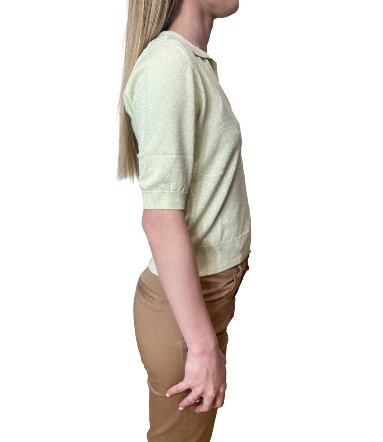 Motel Maglia Polo Lurex Giallino Donna
