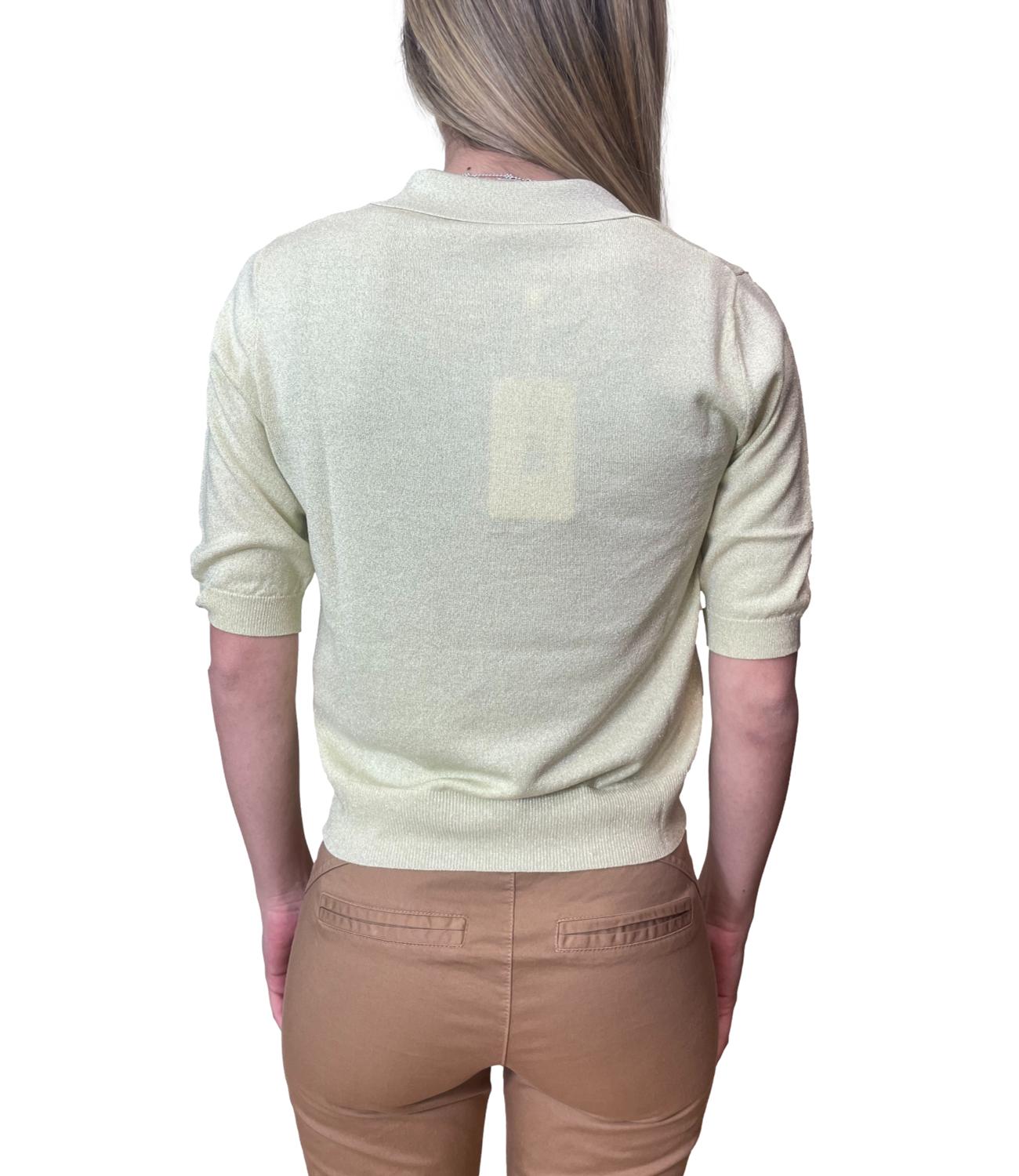 Motel Maglia Polo Lurex Giallino Donna