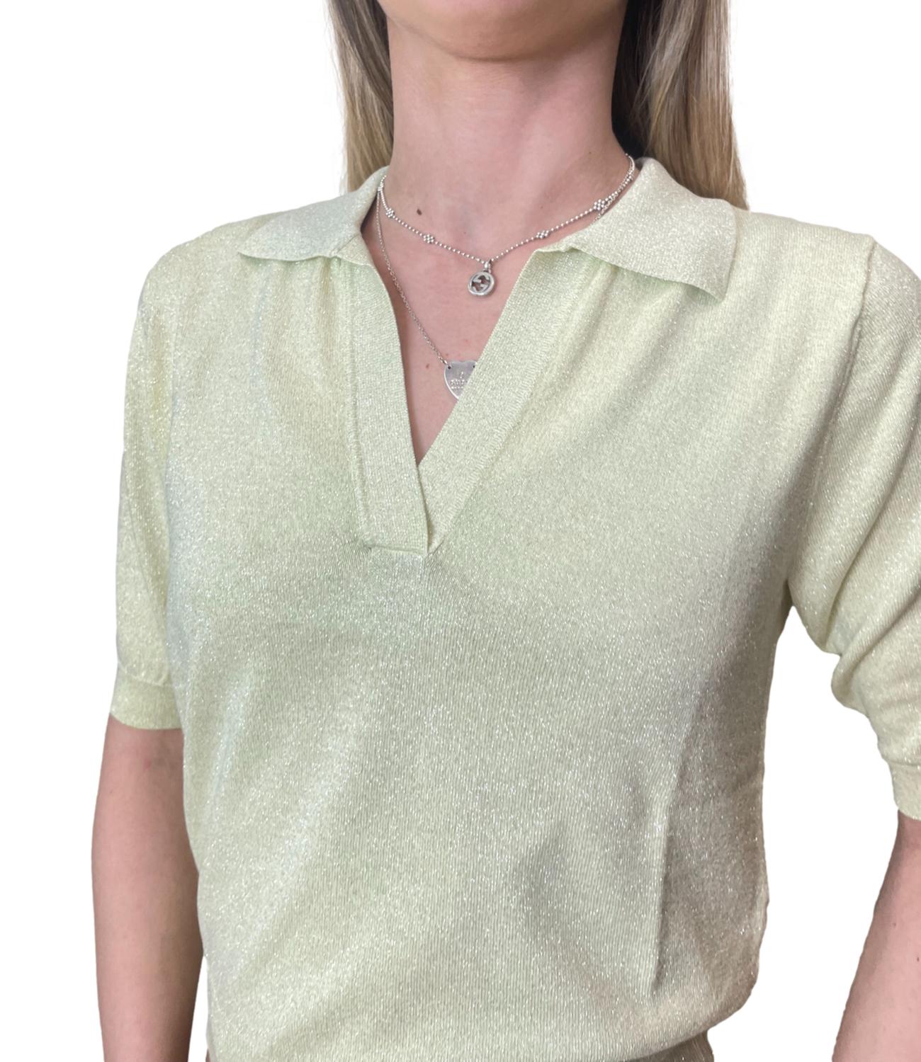 Motel Maglia Polo Lurex Giallino Donna