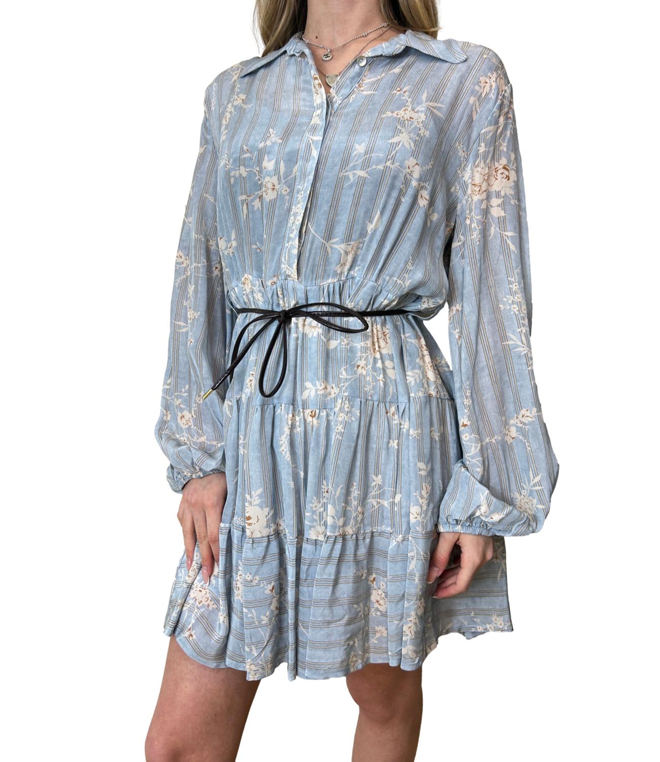 Motel Abito Azzurro Floreale Donna