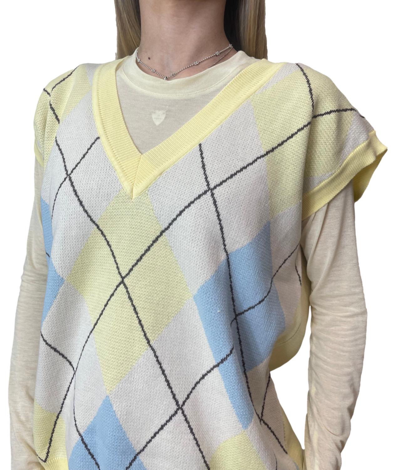 Motel Gilet Rombi Giallo Donna