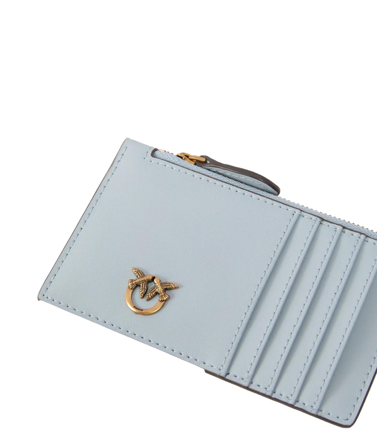 Pinko Portafogli Airone Cardholder Vitello Seta Celeste Donna
