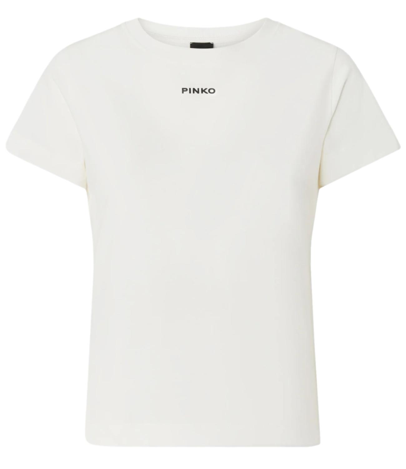 Pinko Basico T-Shirt Jersey Logo Sta Bianco Donna