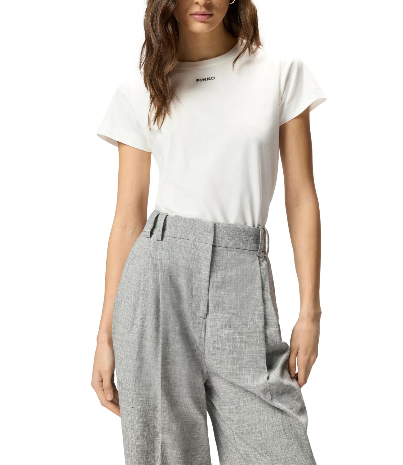 Pinko Basico T-Shirt Jersey Logo Sta Bianco Donna
