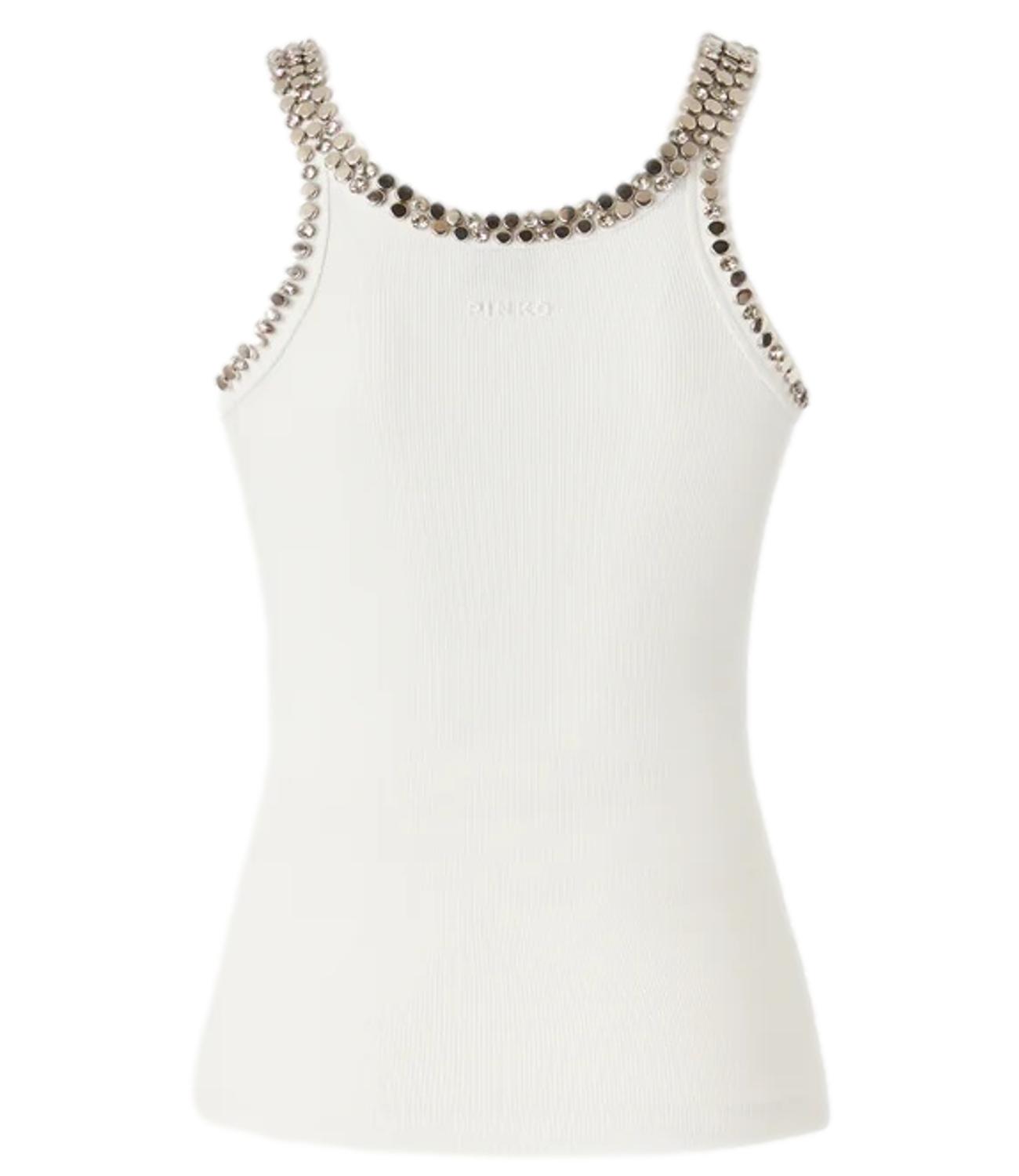 Pinko Canotta coriandoli bianco brillante donna