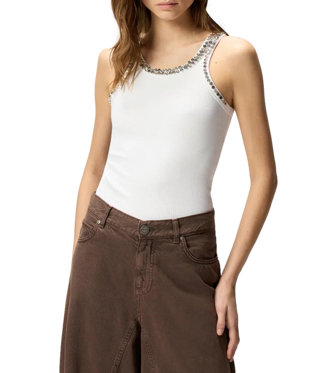 Pinko Canotta coriandoli bianco brillante donna