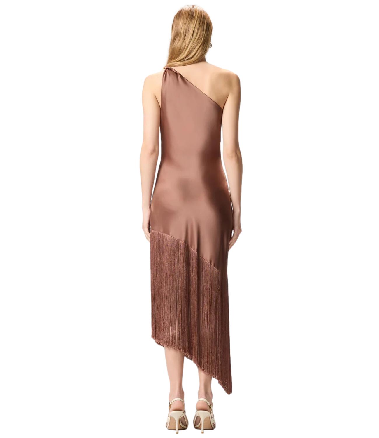 Pinko Kiwi Abito Satin marrone ghianda donna