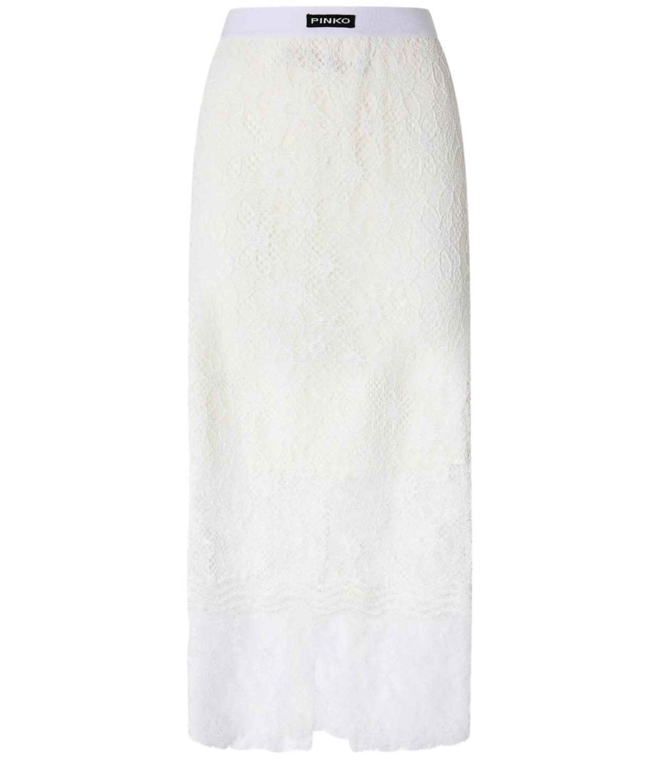 Pinko Harmonie Gonna Pizzo Rebrode Bianco Donna